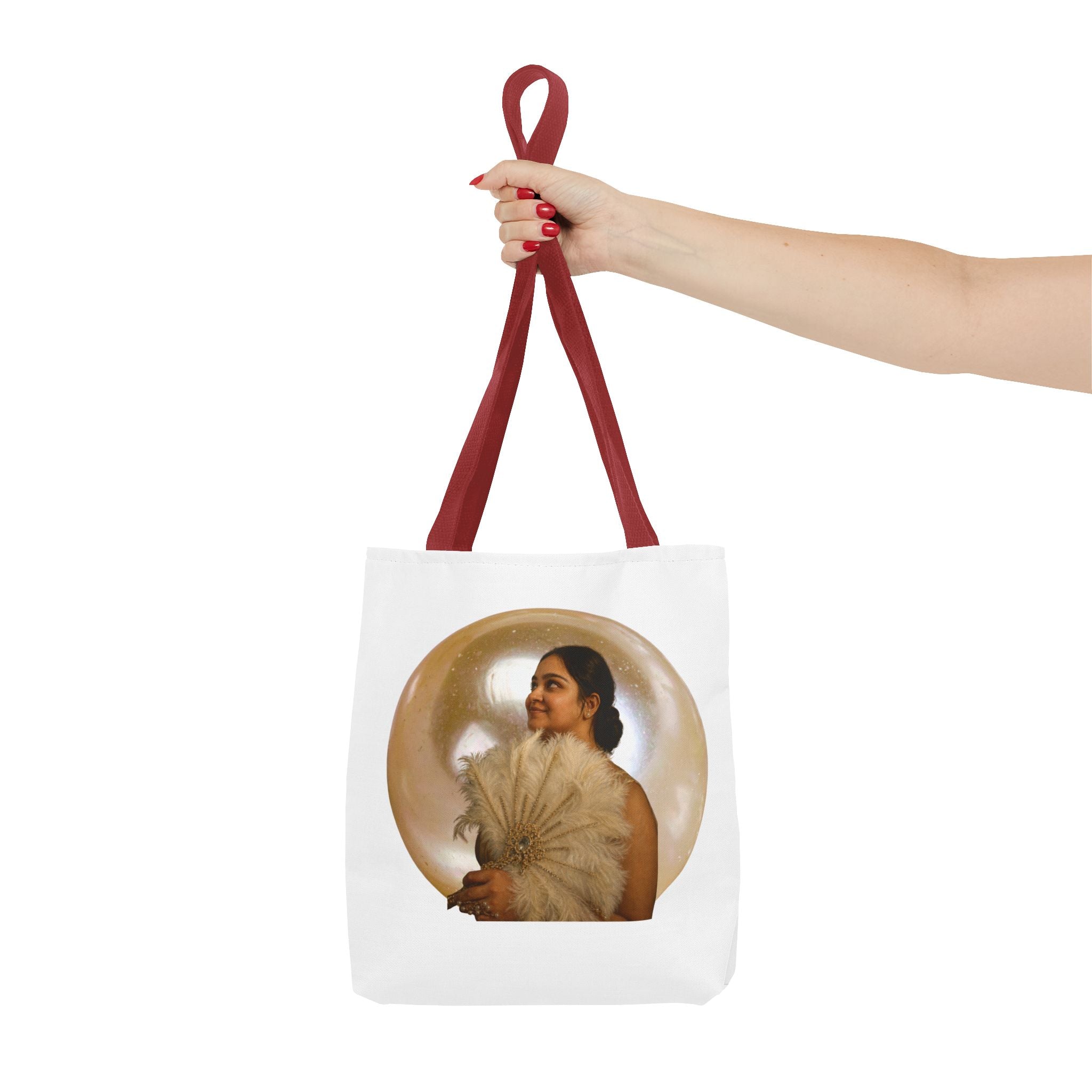 Vintage Portrait Tote Bag — Woman with Feather Fan Artwork
