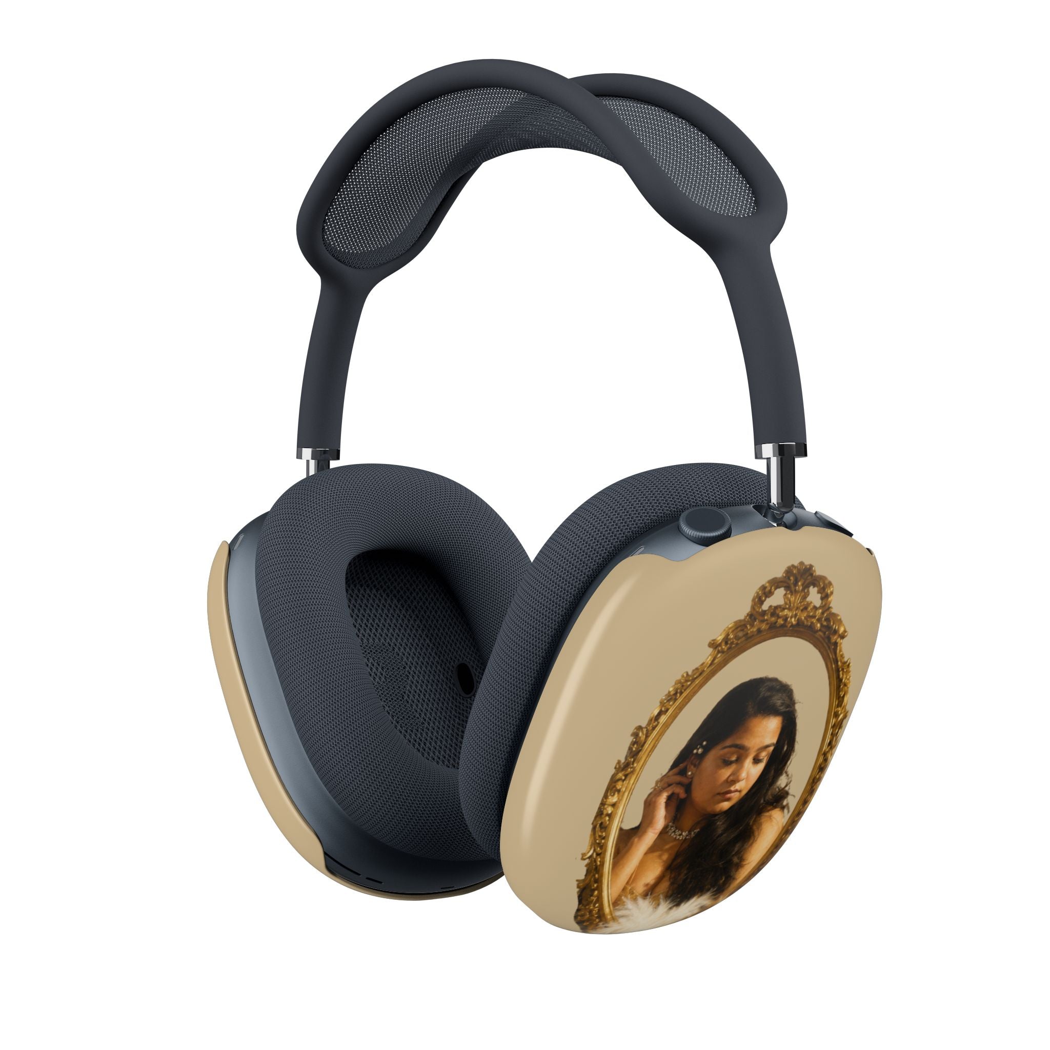 AirPods Max Case — Retro Portrait & "Love, [Signature]" Beige Designer Cover