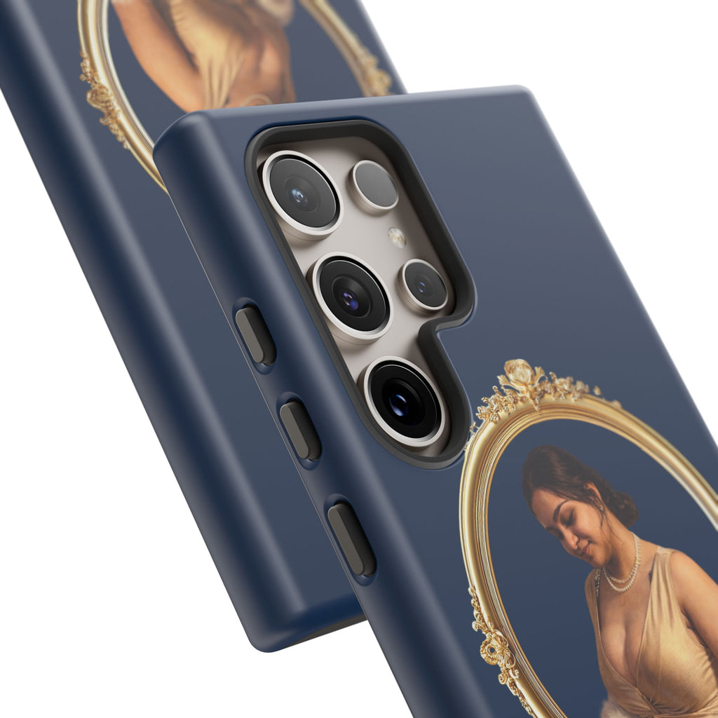 Vintage Portrait Phone Case — Elegant Gold Frame on Navy