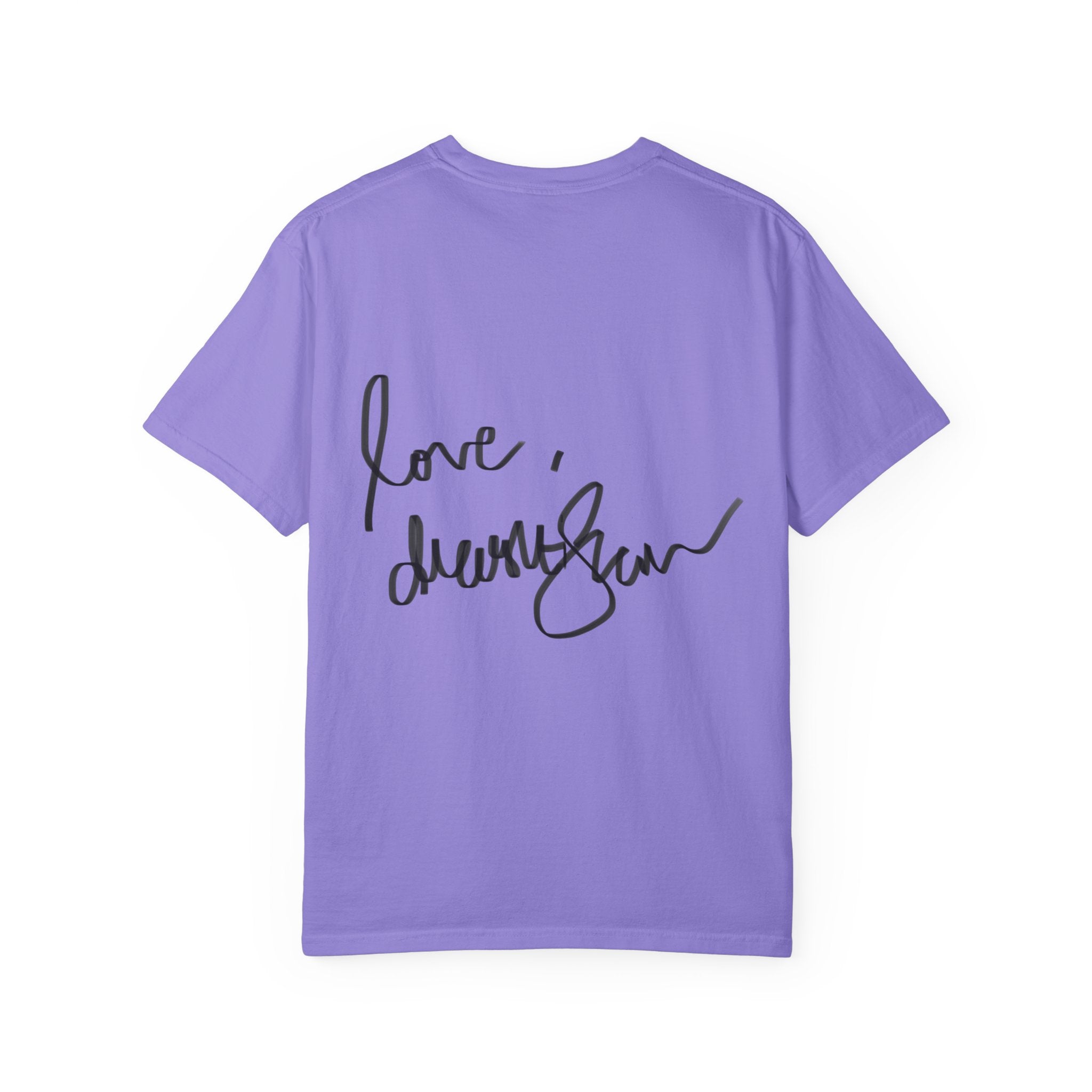 Venus Mirror T-Shirt — Nude Goddess Art Tee with 'Love, [Signature]' Back Print