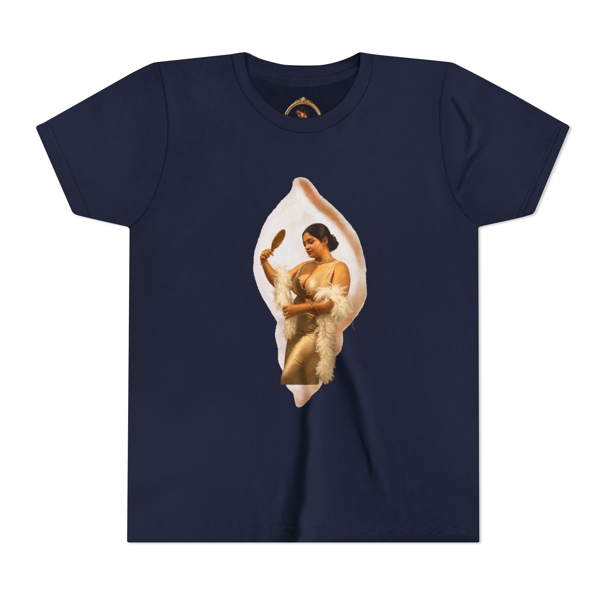 Youth Tee — Vintage Lady Mirror Graphic with “We Will Be Home” Back Text