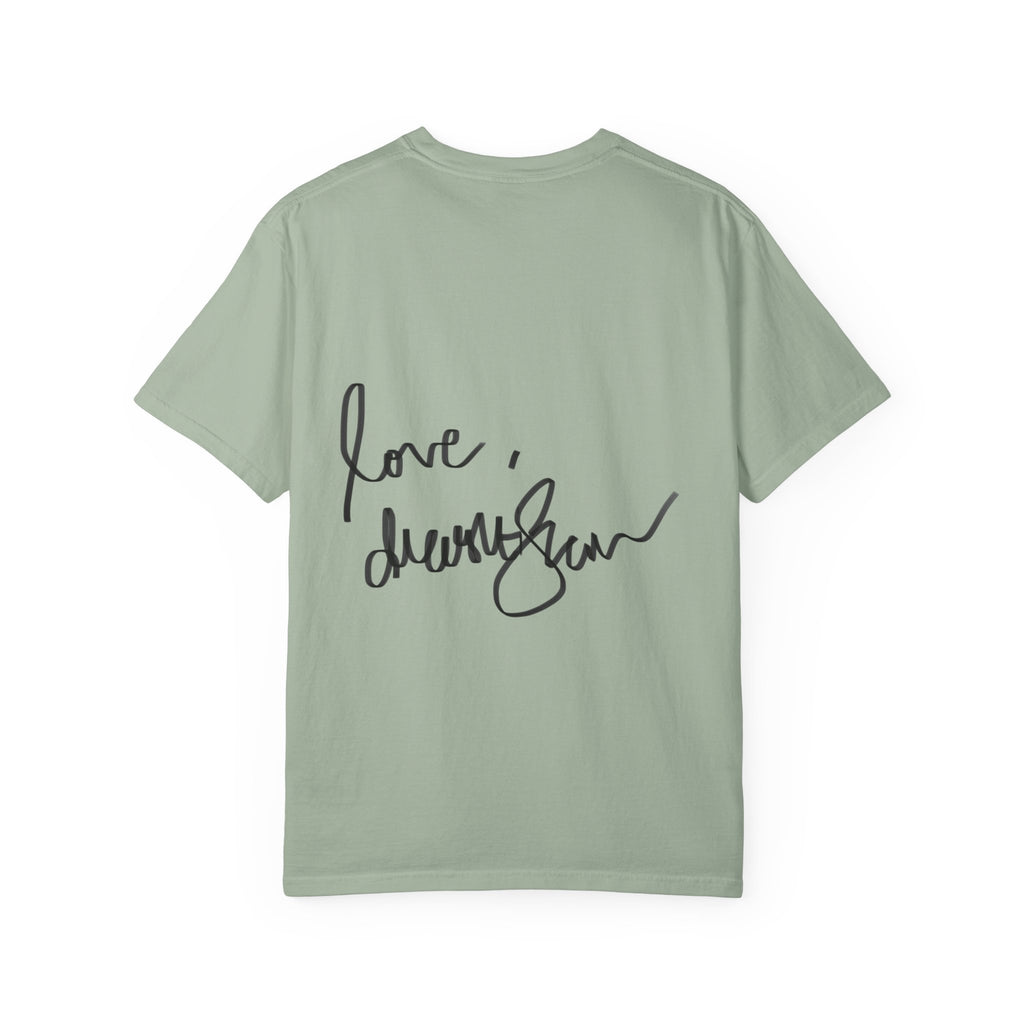 Venus Mirror T-Shirt — Nude Goddess Art Tee with 'Love, [Signature]' Back Print