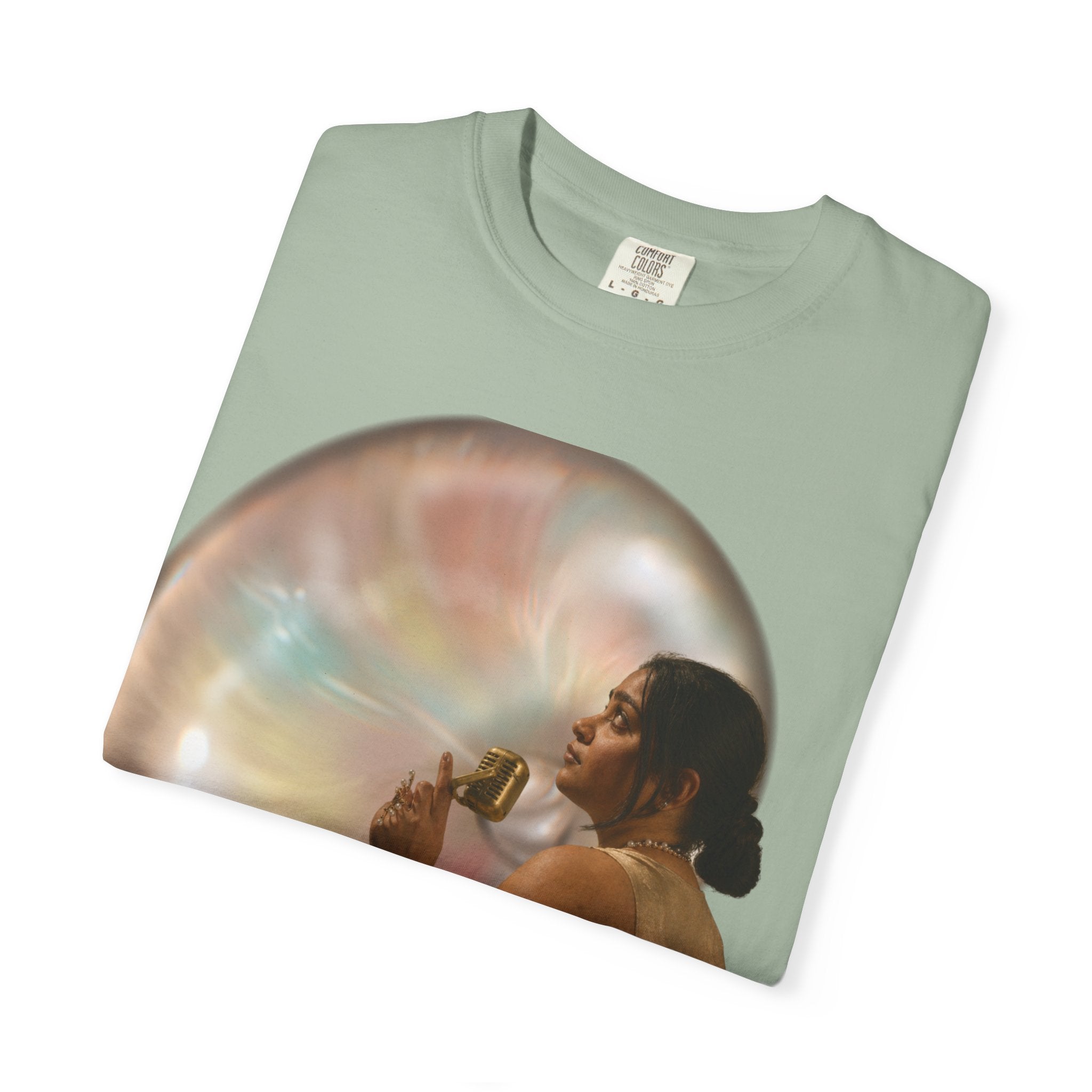 T‑Shirt — Retro Glam Woman with Iridescent Bubble | 'We Will Become' Graphic Tee