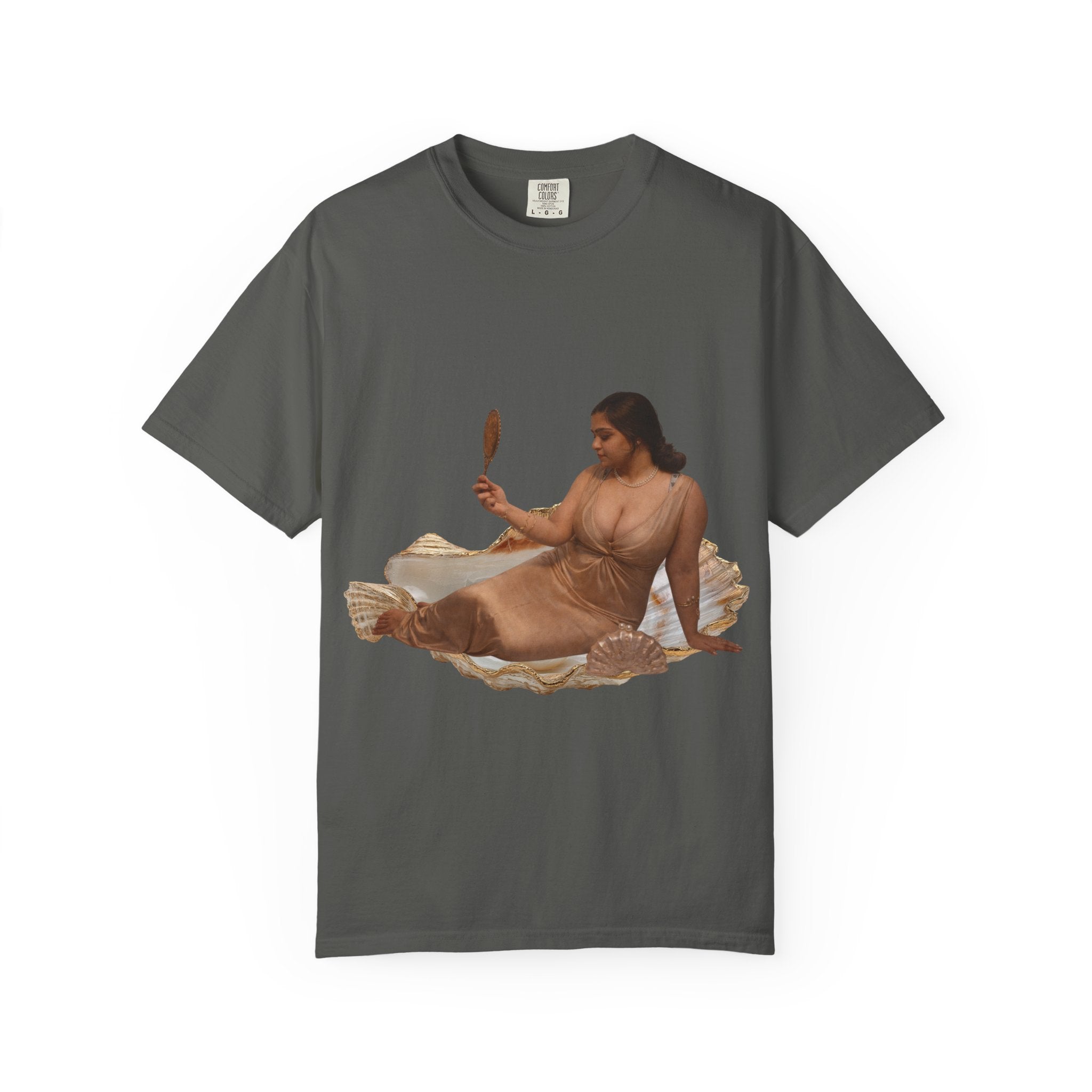 Venus Mirror T-Shirt — Nude Goddess Art Tee with 'Love, [Signature]' Back Print