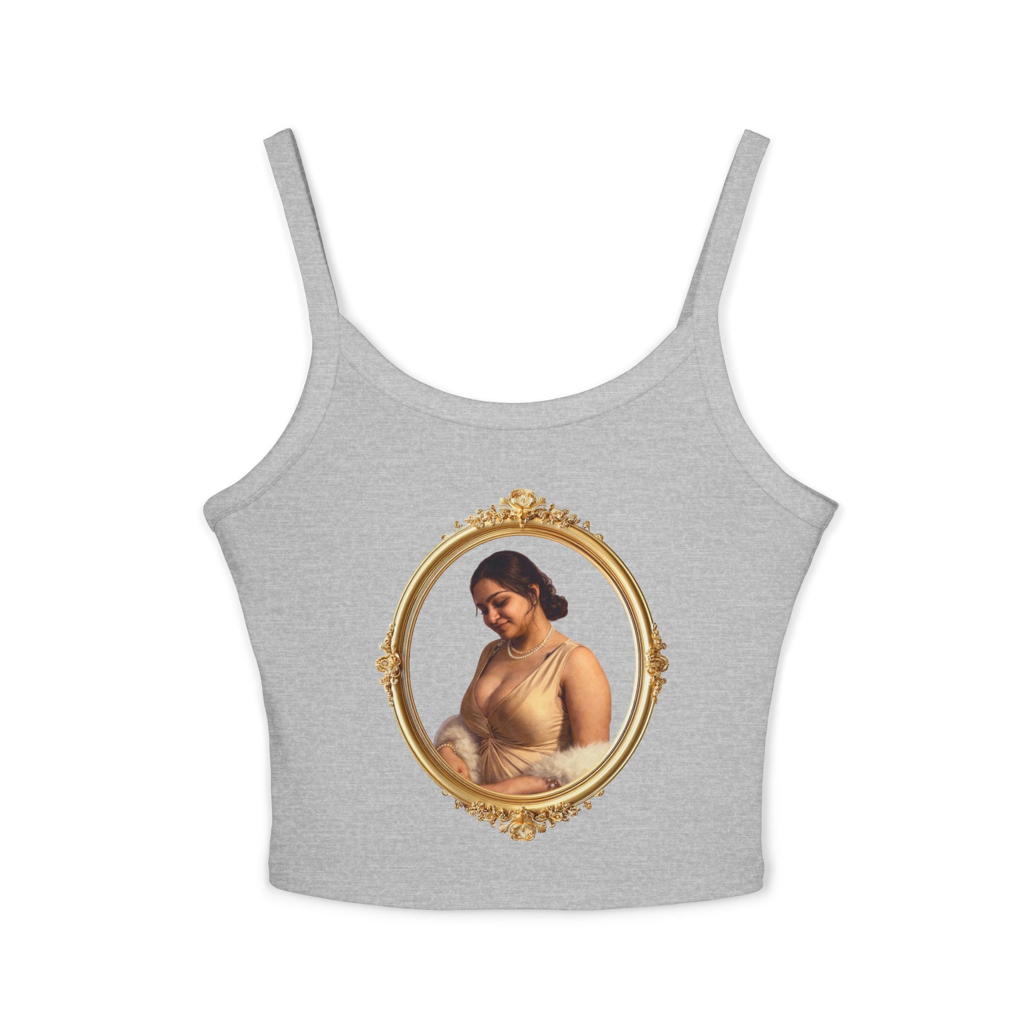 Spaghetti Tank Top — Vintage Portrait Frame with “Love, Always” Handwritten Script