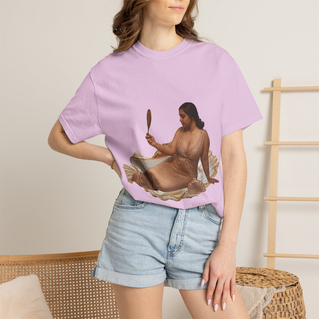 Venus Mirror T-Shirt — Nude Goddess Art Tee with 'Love, [Signature]' Back Print