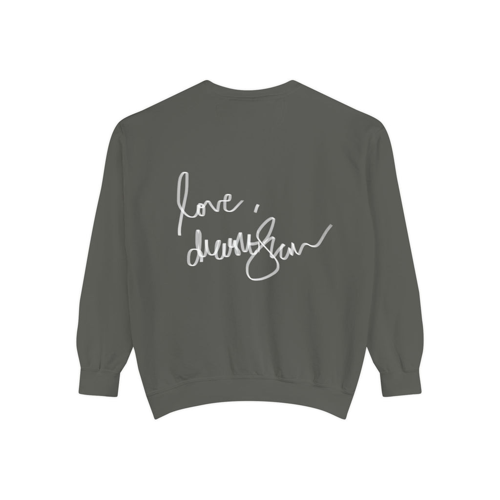Reclining Muse Sweatshirt — 'We Will Be Home' Retro Art Graphic Crewneck