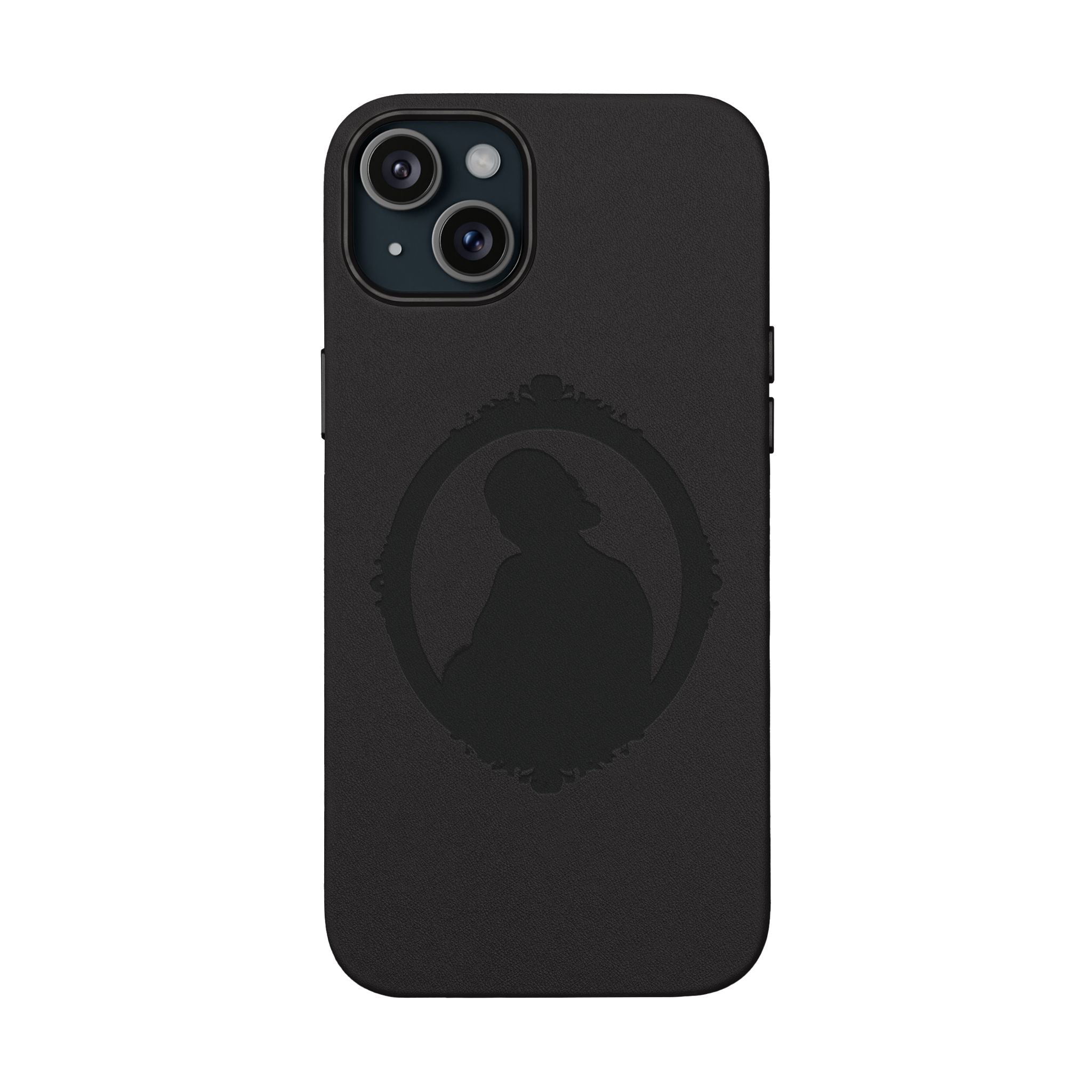 Engraved PU Leather Phone Case — Silhouette Outline Design