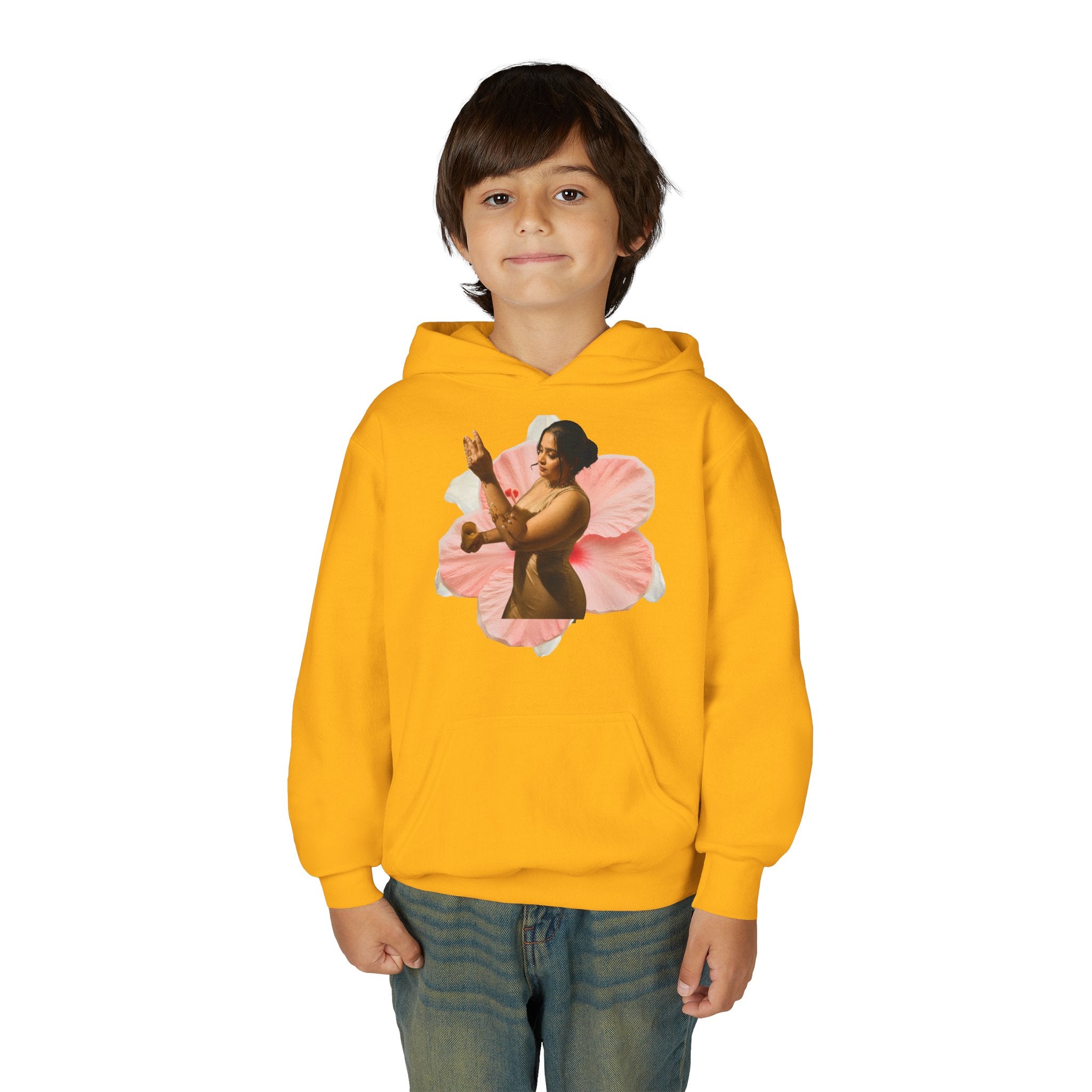 Youth Hoodie — Vintage Dancer Floral Graphic with “We Will Be Home” Back Script