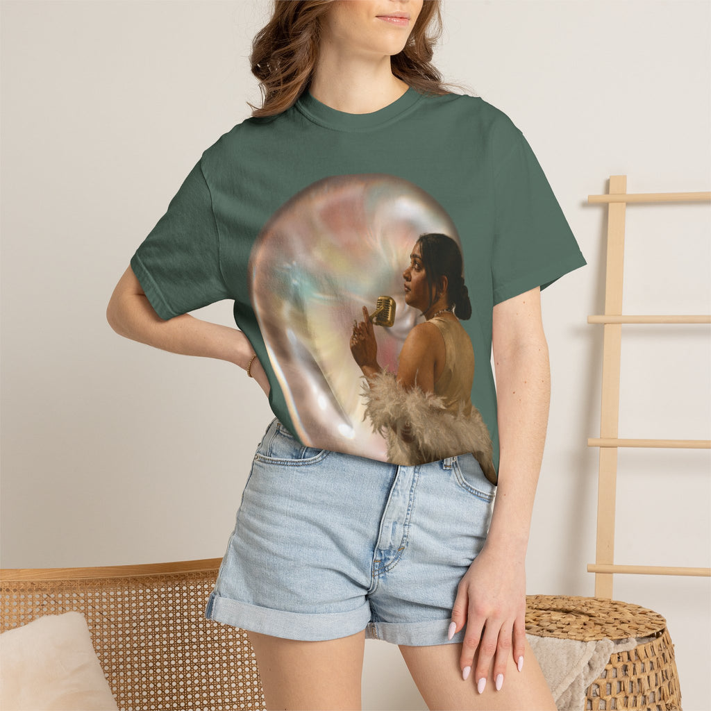 T‑Shirt — Retro Glam Woman with Iridescent Bubble | 'We Will Become' Graphic Tee