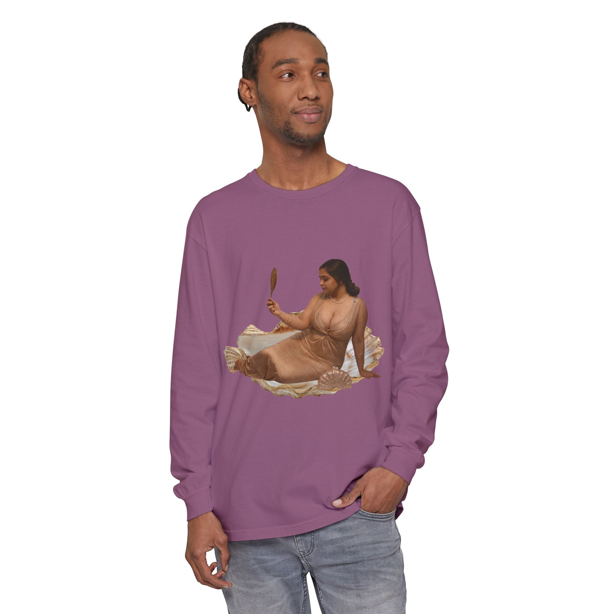 Long Sleeve T-Shirt — “Love, Dua Lipa” Shell Goddess Graphic