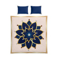 Cotton Bed Set - Elegant Navy & Gold Mandala Duvet Cover with Pillow Shams