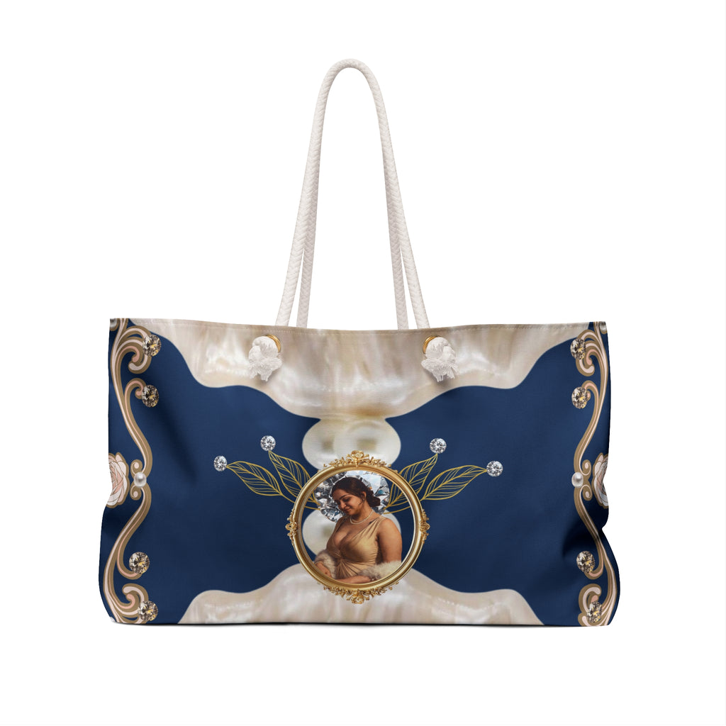 Baroque Portrait Weekender Bag — Vintage Navy Travel Tote
