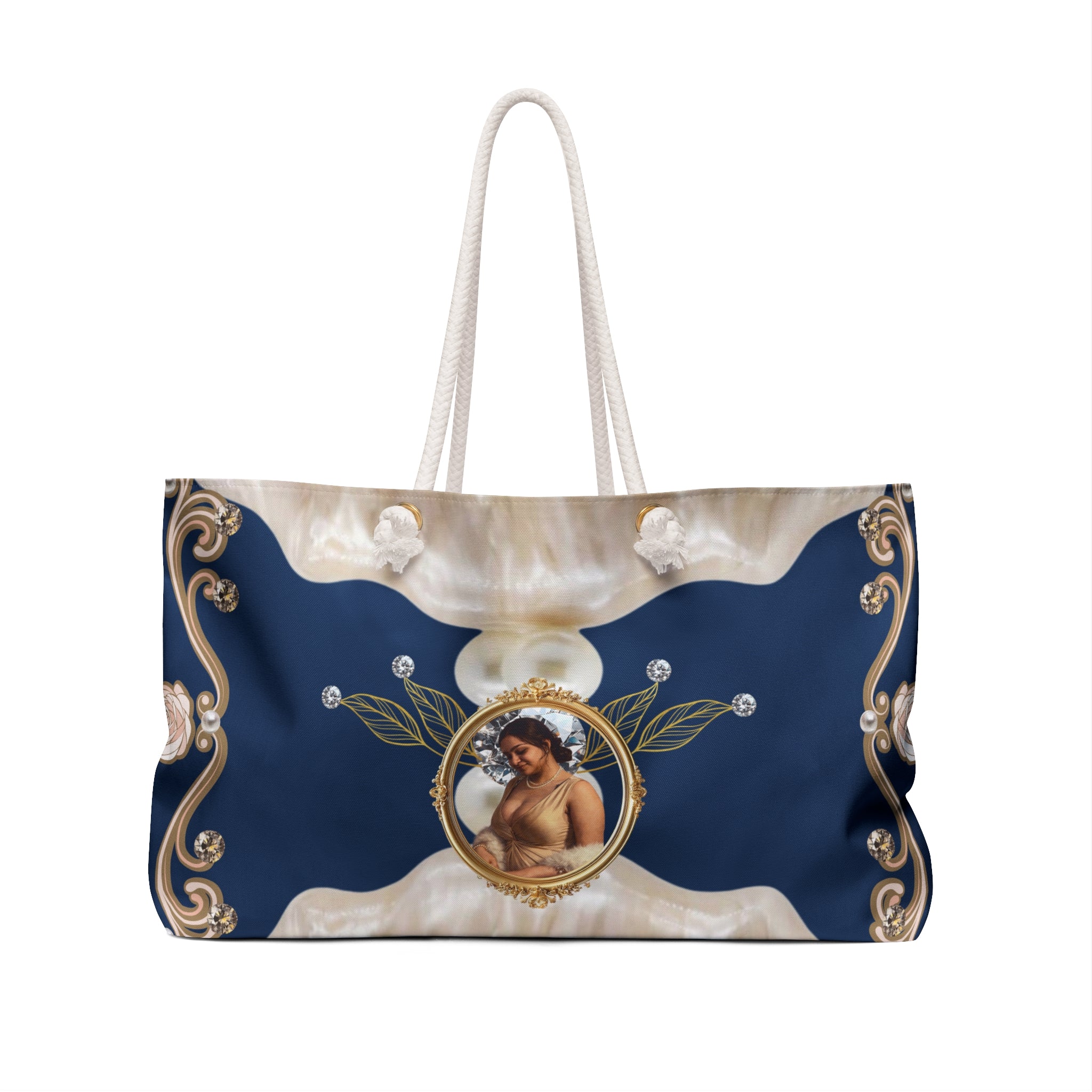 Baroque Portrait Weekender Bag — Vintage Navy Travel Tote