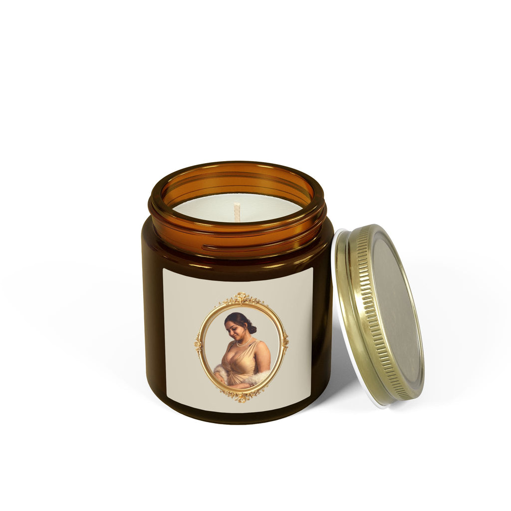 Coconut Apricot Soy Jar Candle — Floral Pearl Design (4oz & 9oz)