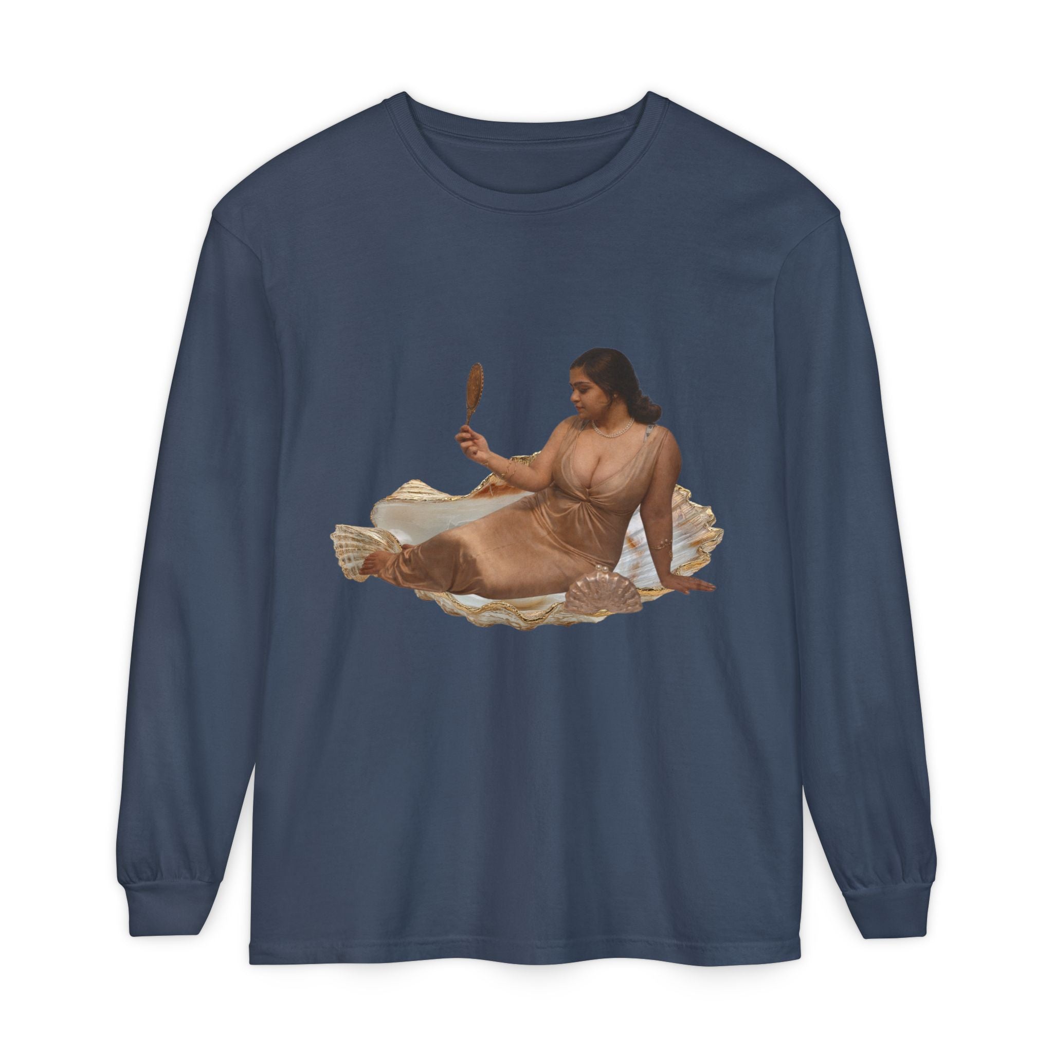 Long Sleeve T-Shirt — “Love, Dua Lipa” Shell Goddess Graphic