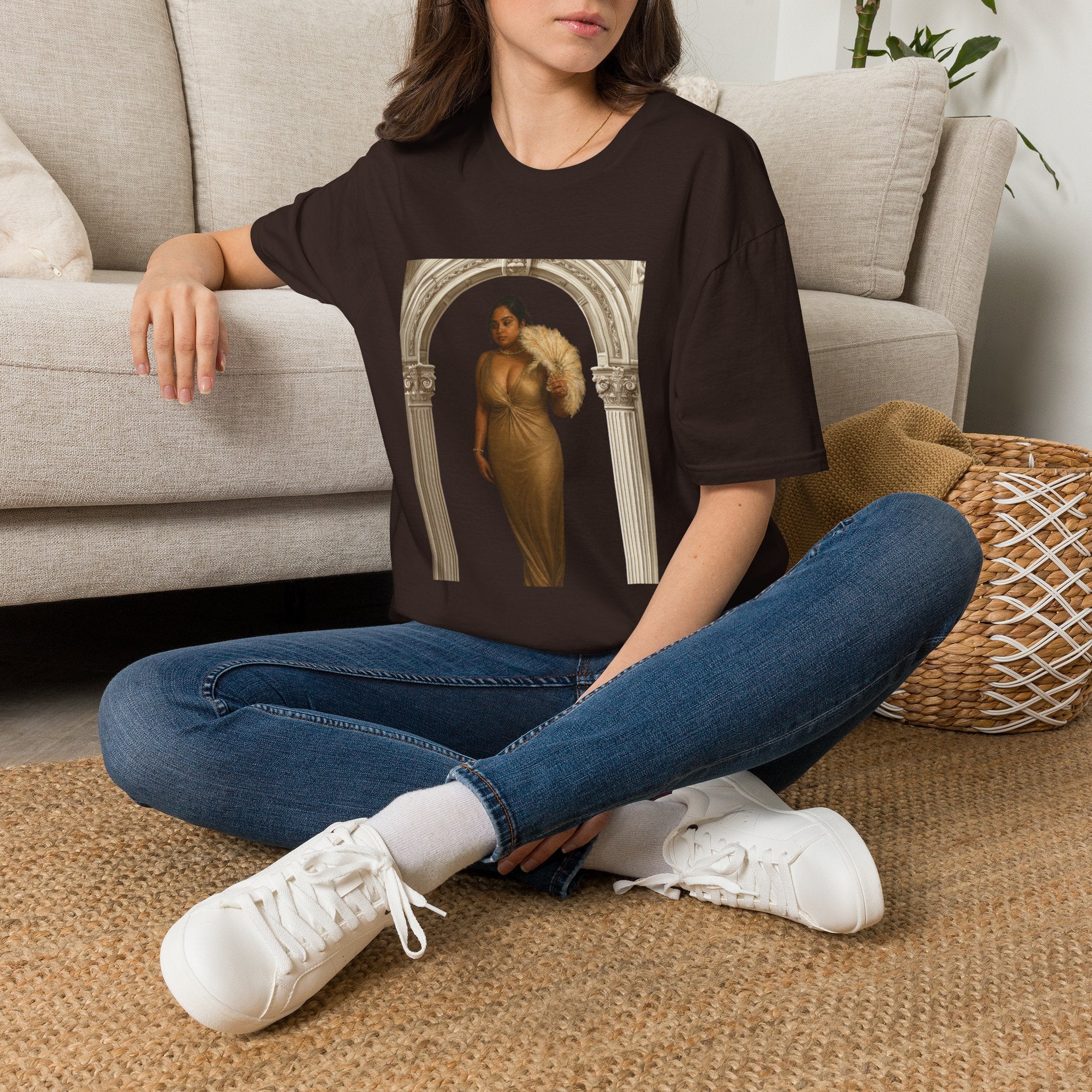 Vintage Arch Portrait T-Shirt — Elegant Woman Art Print