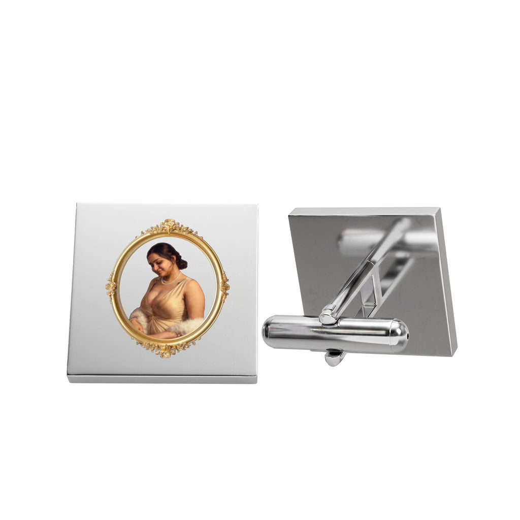 Gold Frame Portrait Cufflinks — Vintage Art Wedding Gift