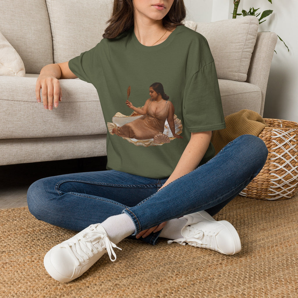 T-Shirt — Vintage Reclining Woman with Hand Mirror Art Tee