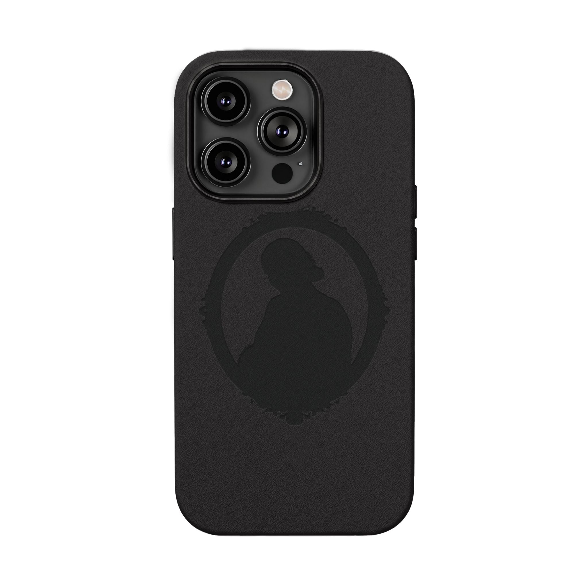 Engraved PU Leather Phone Case — Silhouette Outline Design