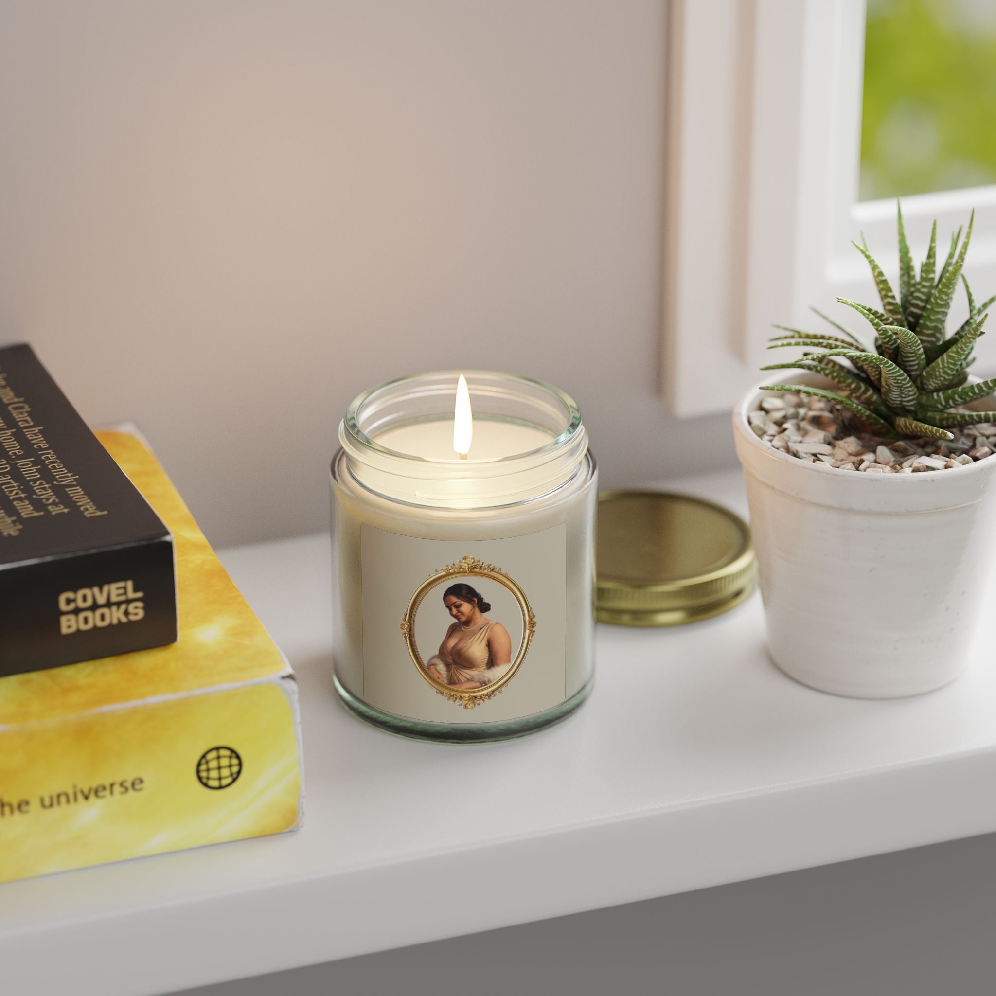 Coconut Apricot Soy Jar Candle — Floral Pearl Design (4oz & 9oz)