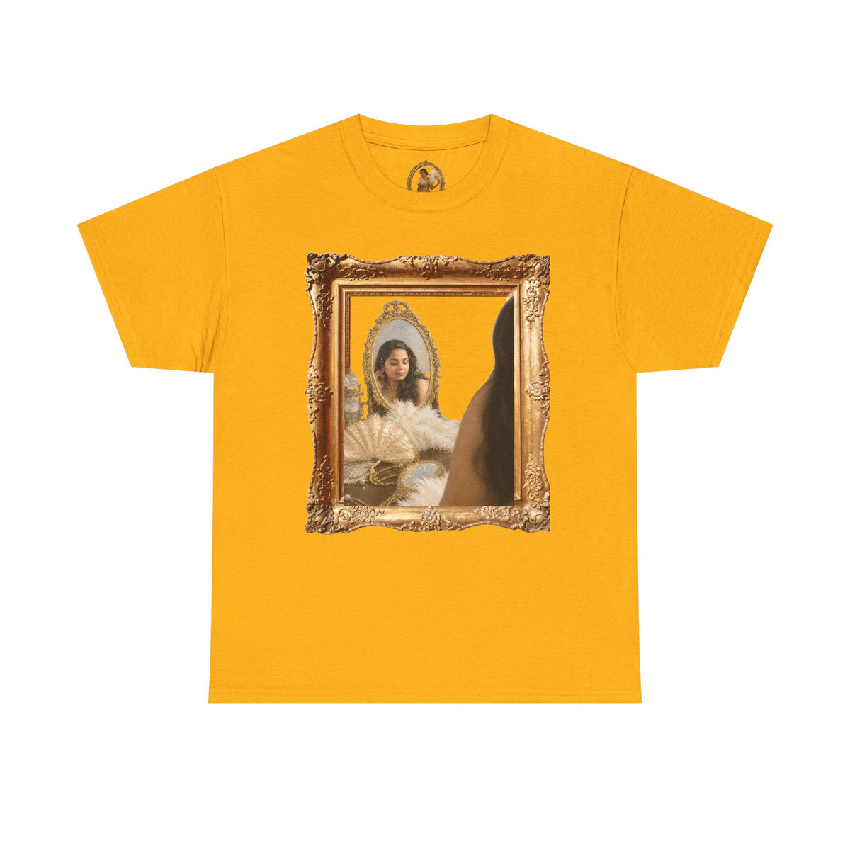 Drashti Portrait Frame Tee — Vintage Mirror Portrait Graphic T-Shirt
