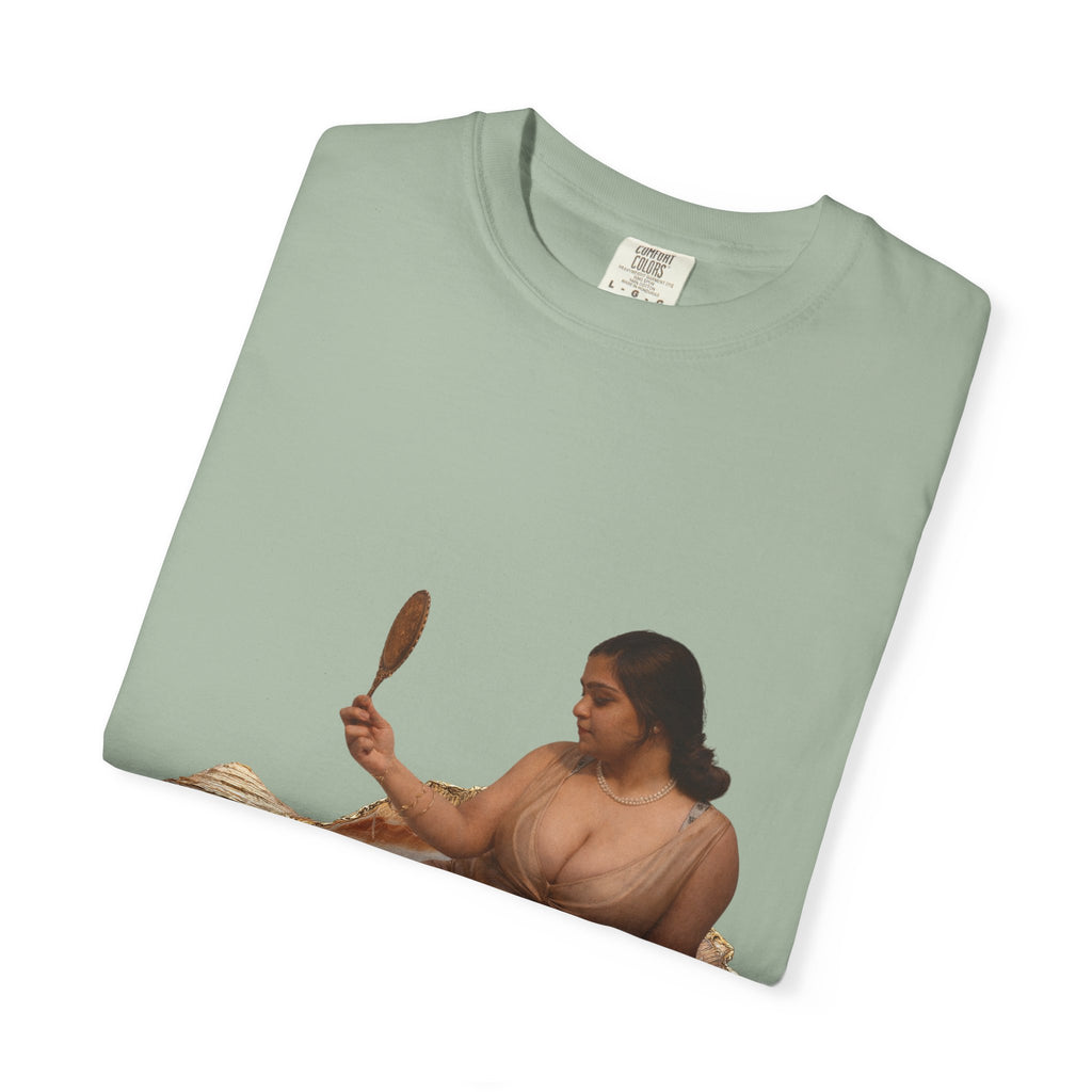 Venus Mirror T-Shirt — Nude Goddess Art Tee with 'Love, [Signature]' Back Print