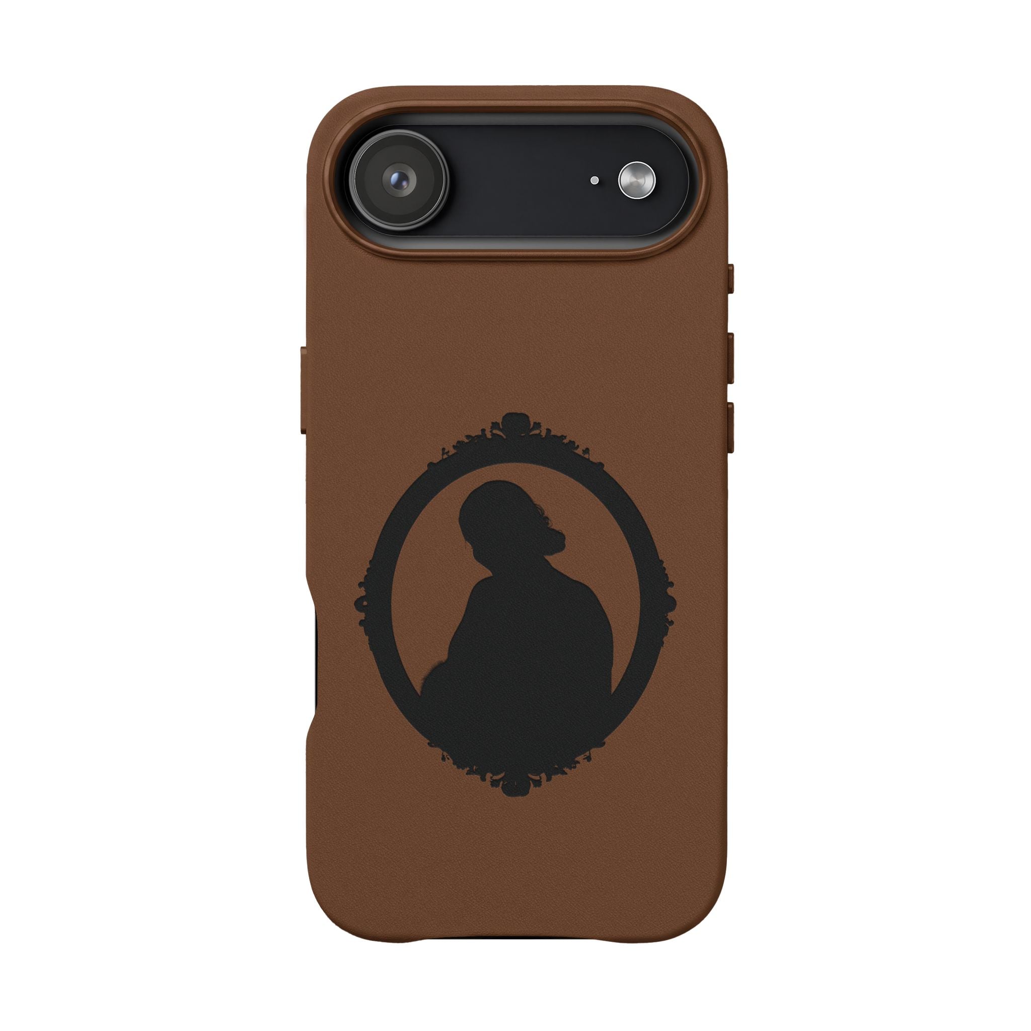 Engraved PU Leather Phone Case — Silhouette Outline Design