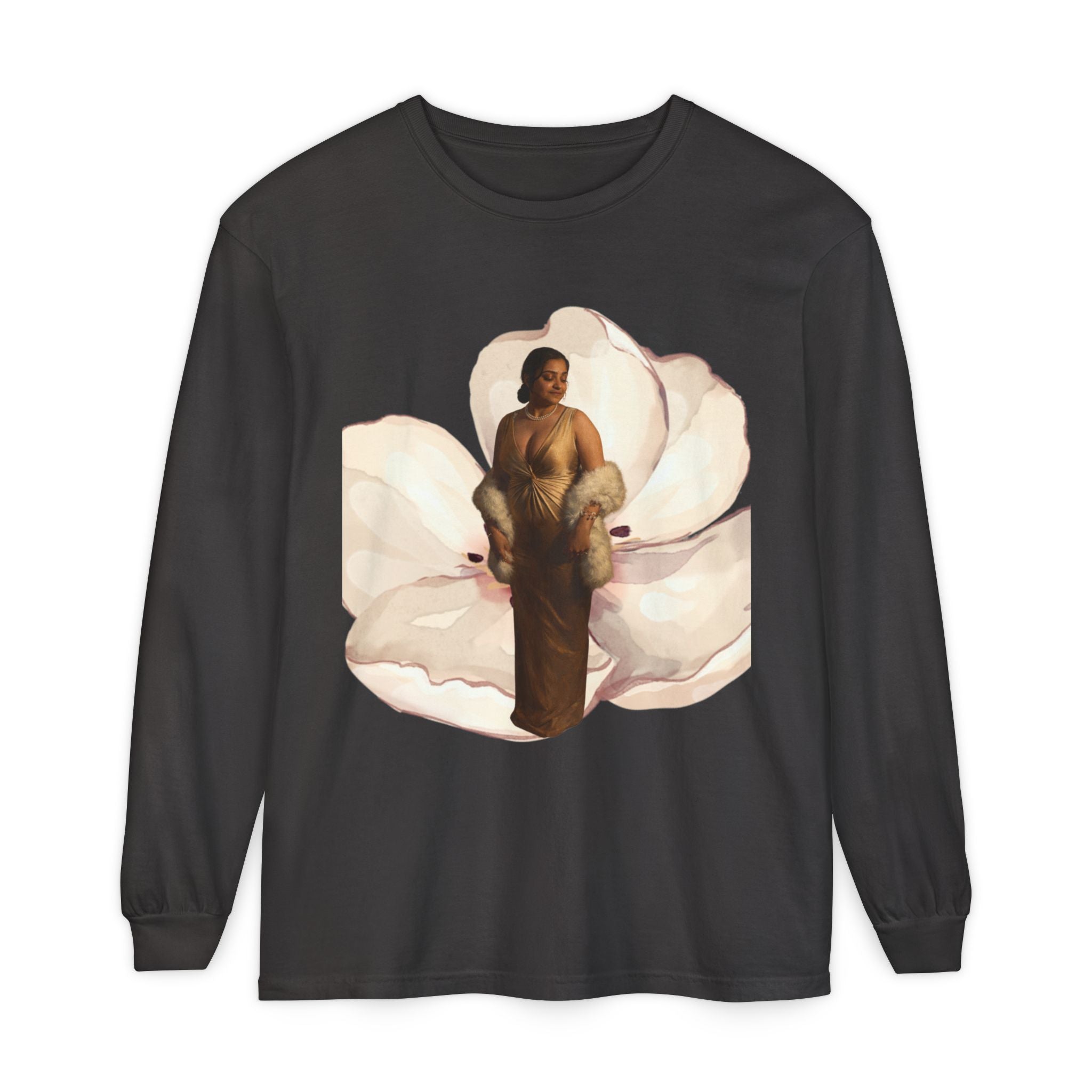 We Will Be Home Long Sleeve Tee — Floral Vintage Portrait Graphic