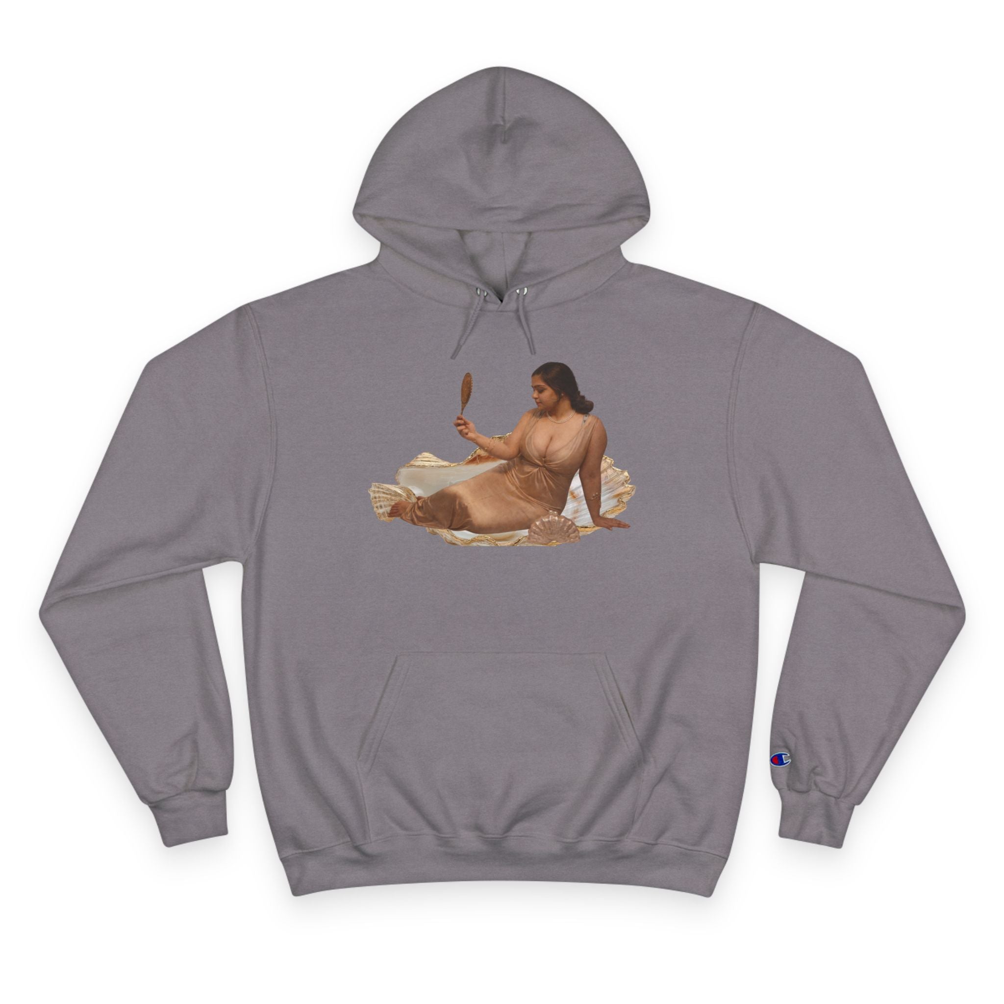Champion Hoodie — Vintage Reclining Muse Graphic Hoodie with 'love, dunneGaur' Script