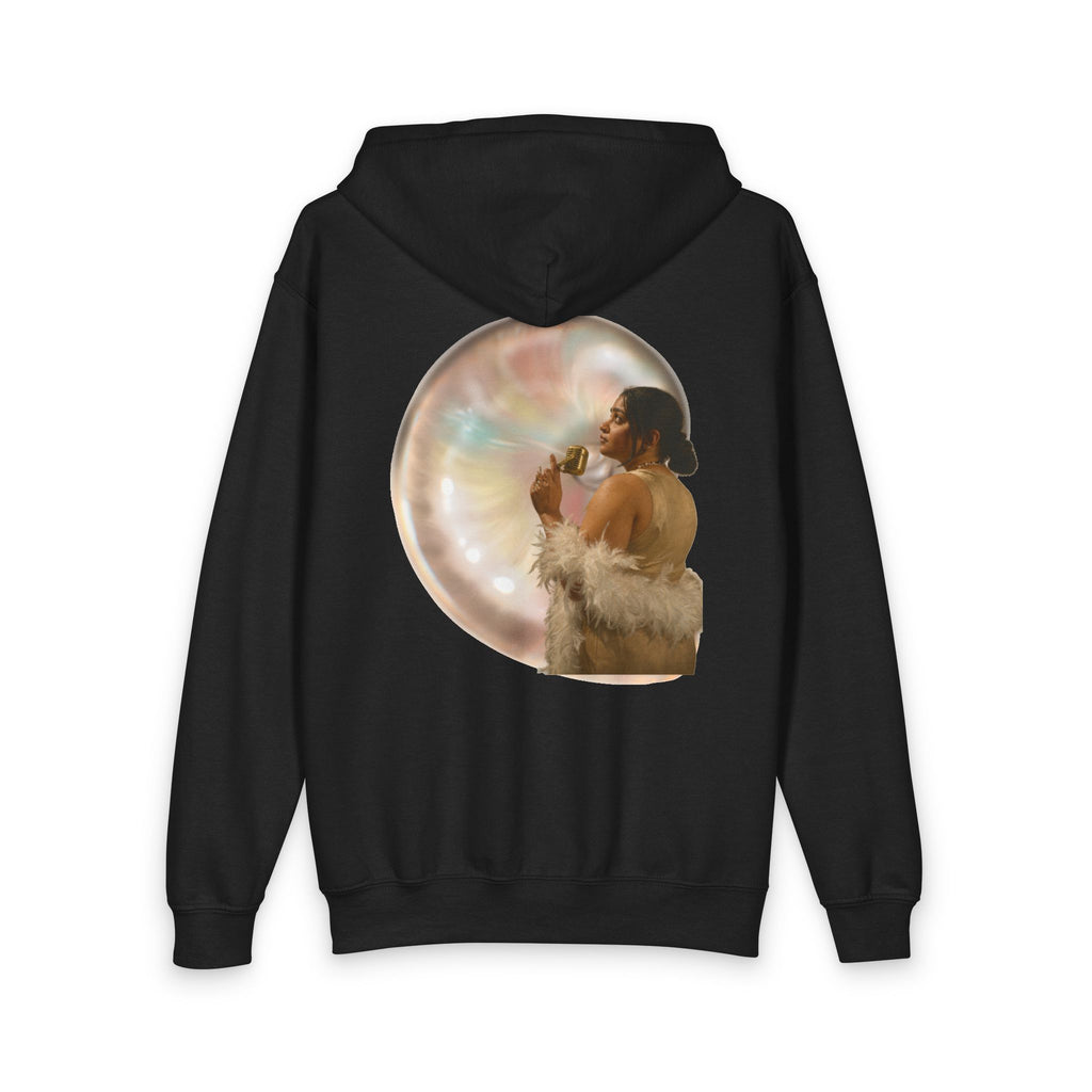 Youth Zip Hoodie with Vintage Bubble Portrait — Cozy Retro Aesthetic
