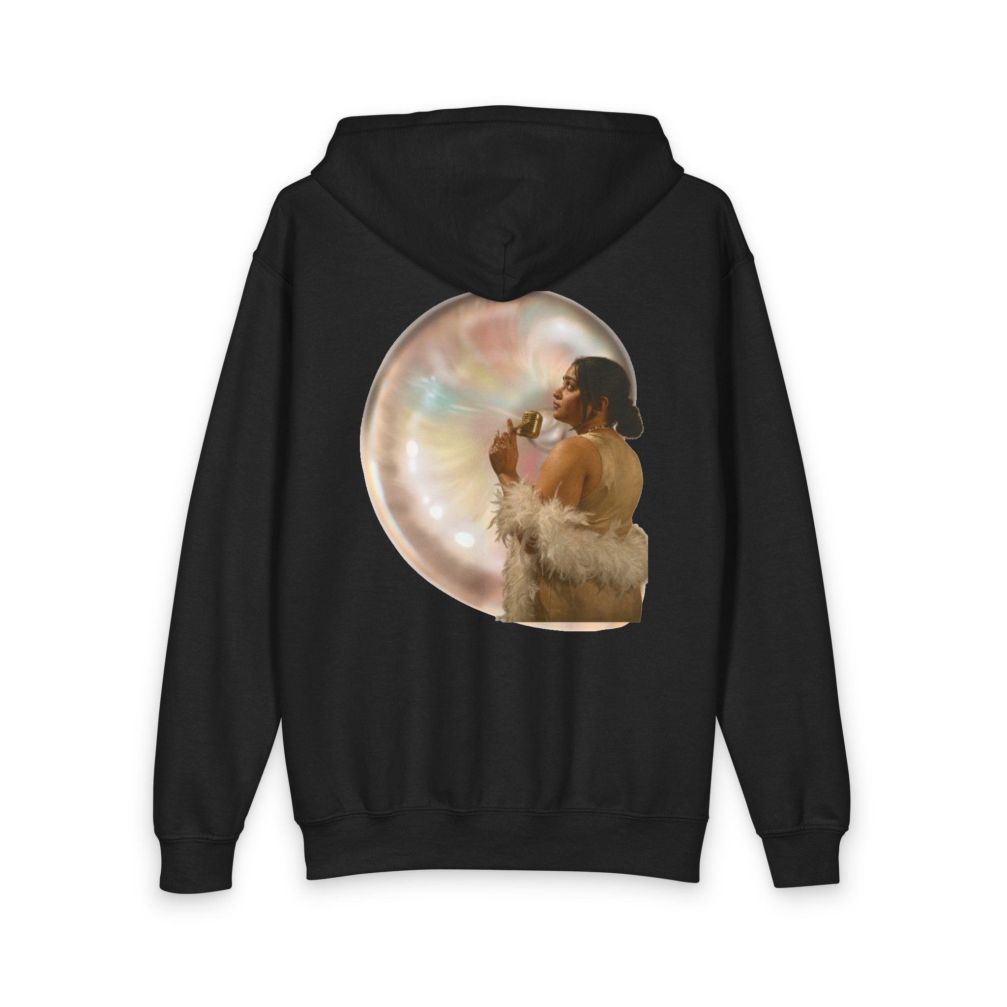 Youth Zip Hoodie with Vintage Bubble Portrait — Cozy Retro Aesthetic
