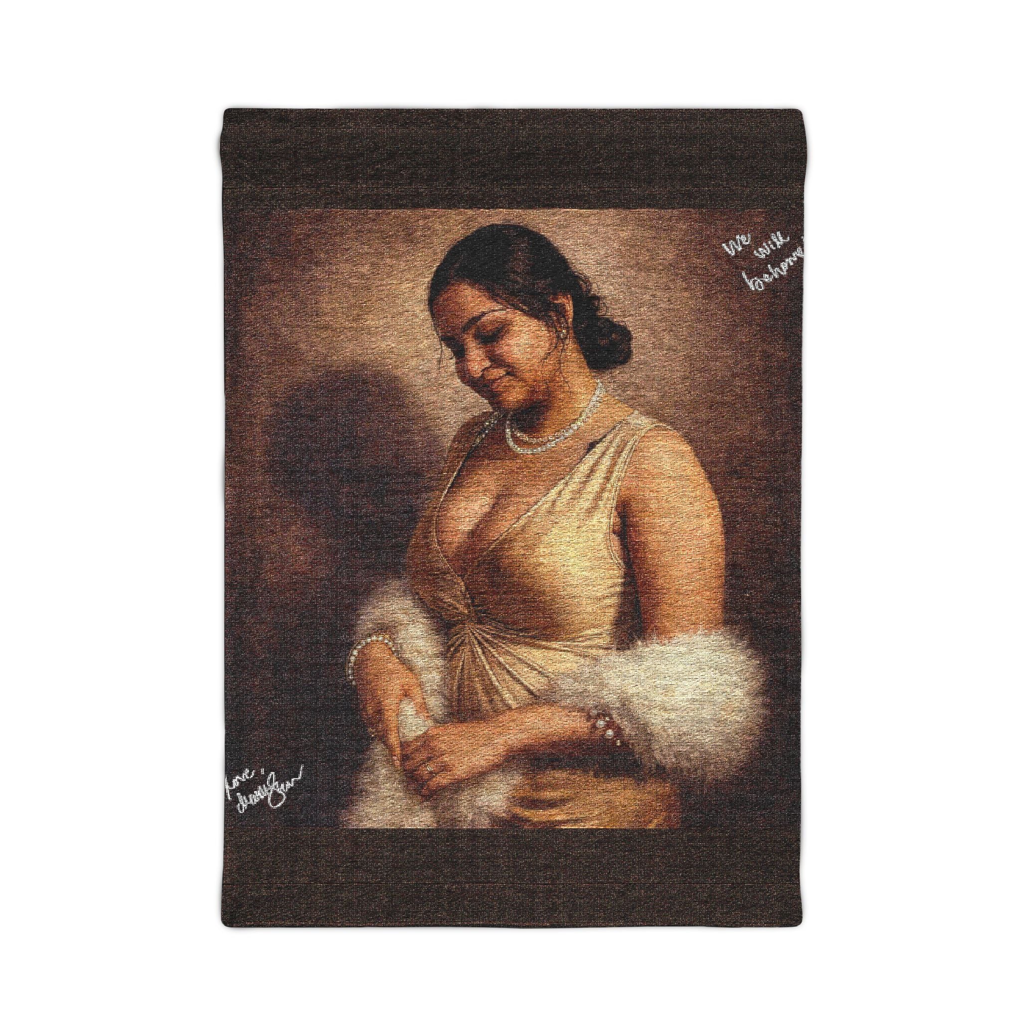Vintage Portrait Woven Wall Tapestry — Classical Woman Art Decor