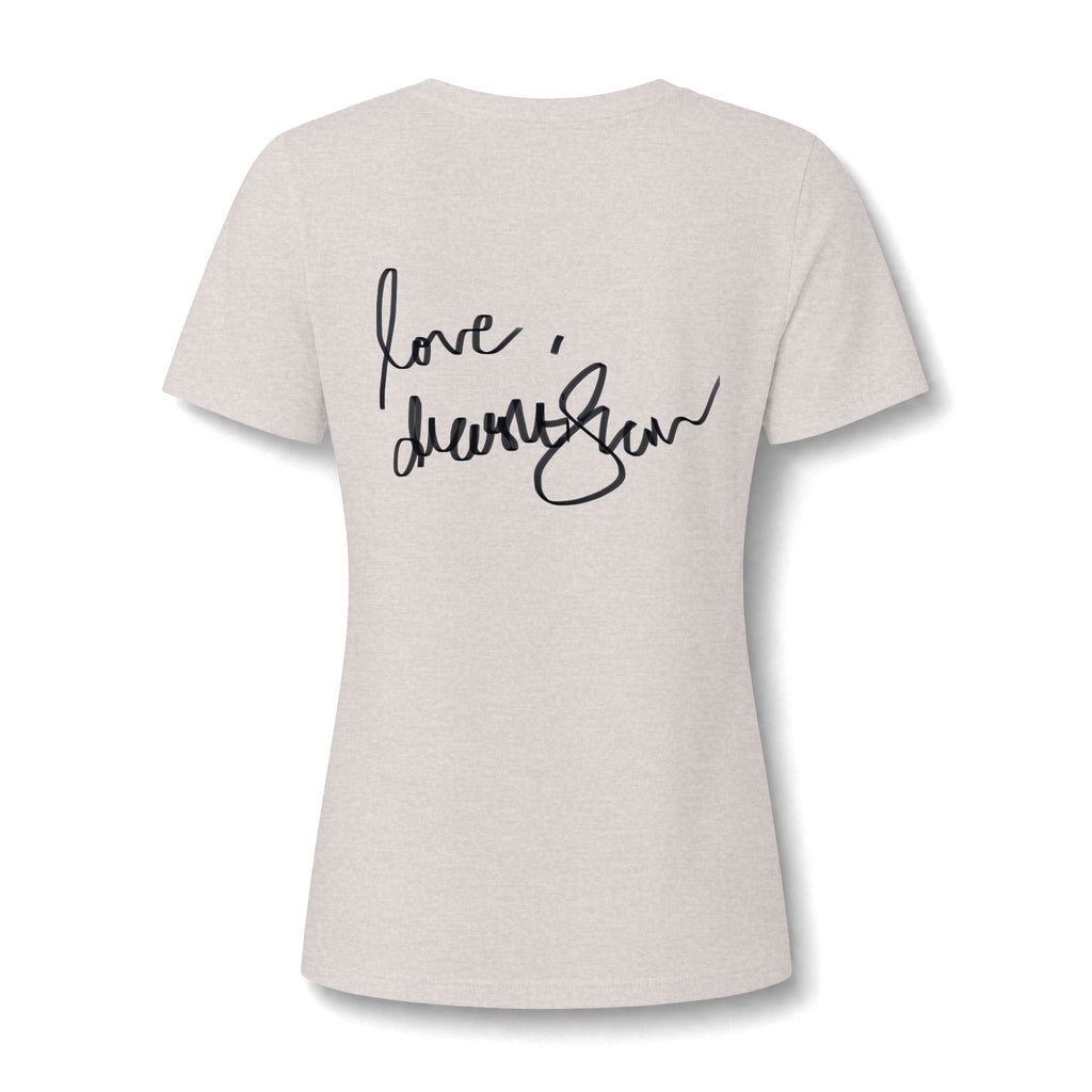 Floral Portrait V‑Neck Tee — Vintage Woman in Magnolia Print