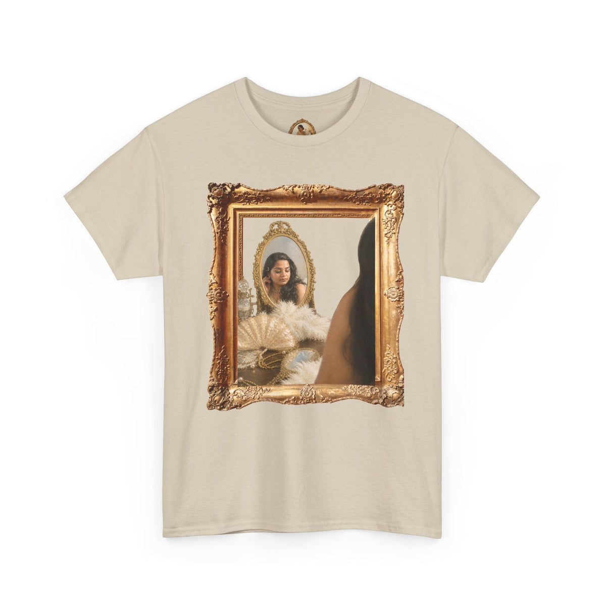 Drashti Portrait Frame Tee — Vintage Mirror Portrait Graphic T-Shirt