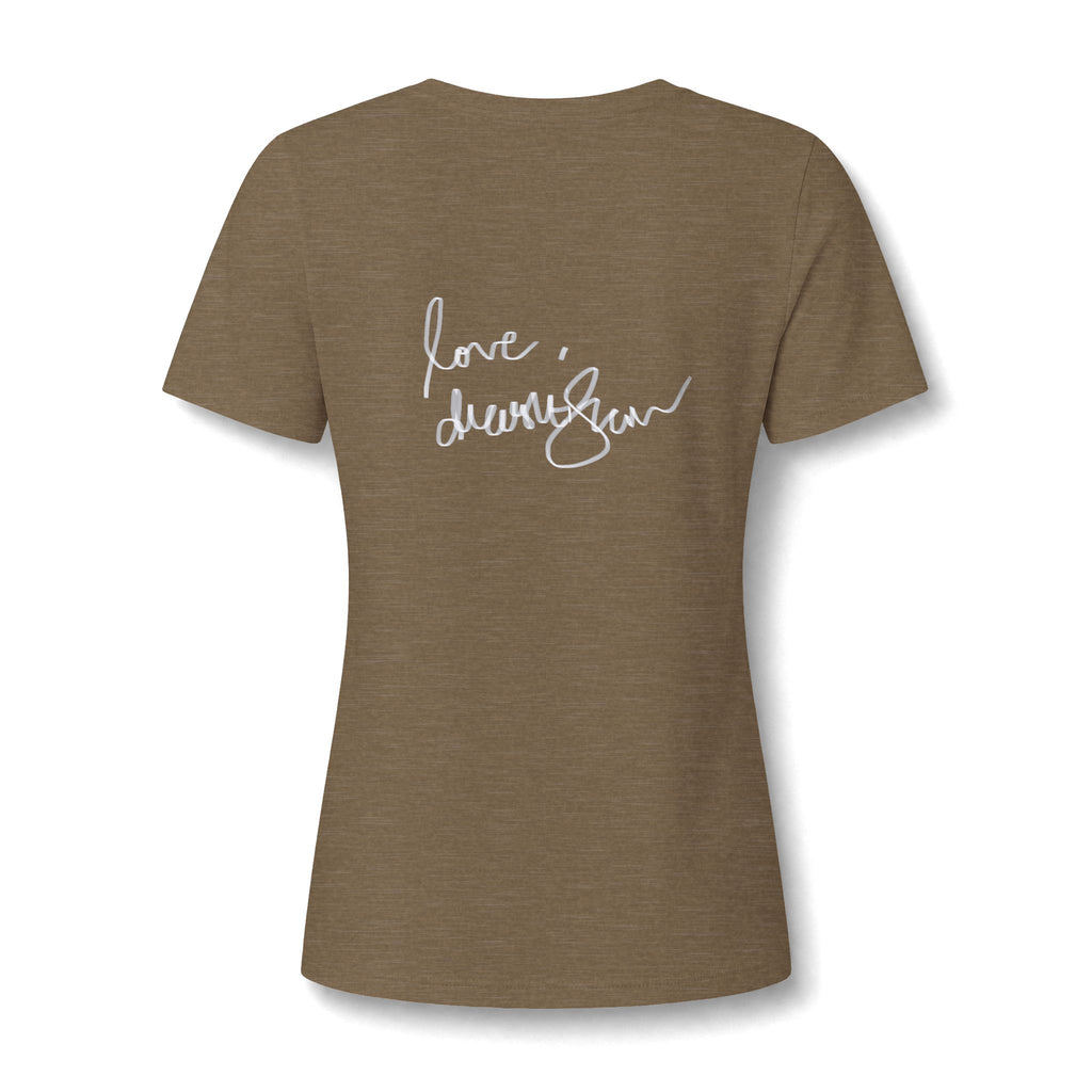 Floral Portrait V‑Neck Tee — Vintage Woman in Magnolia Print