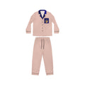 Women's Satin Pajama Set - Blush Pink with Navy Trim (Silky Loungewear)
