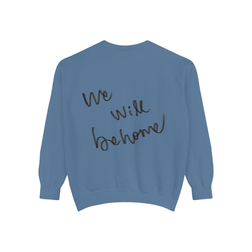 Reclining Muse Sweatshirt — 'We Will Be Home' Retro Art Graphic Crewneck