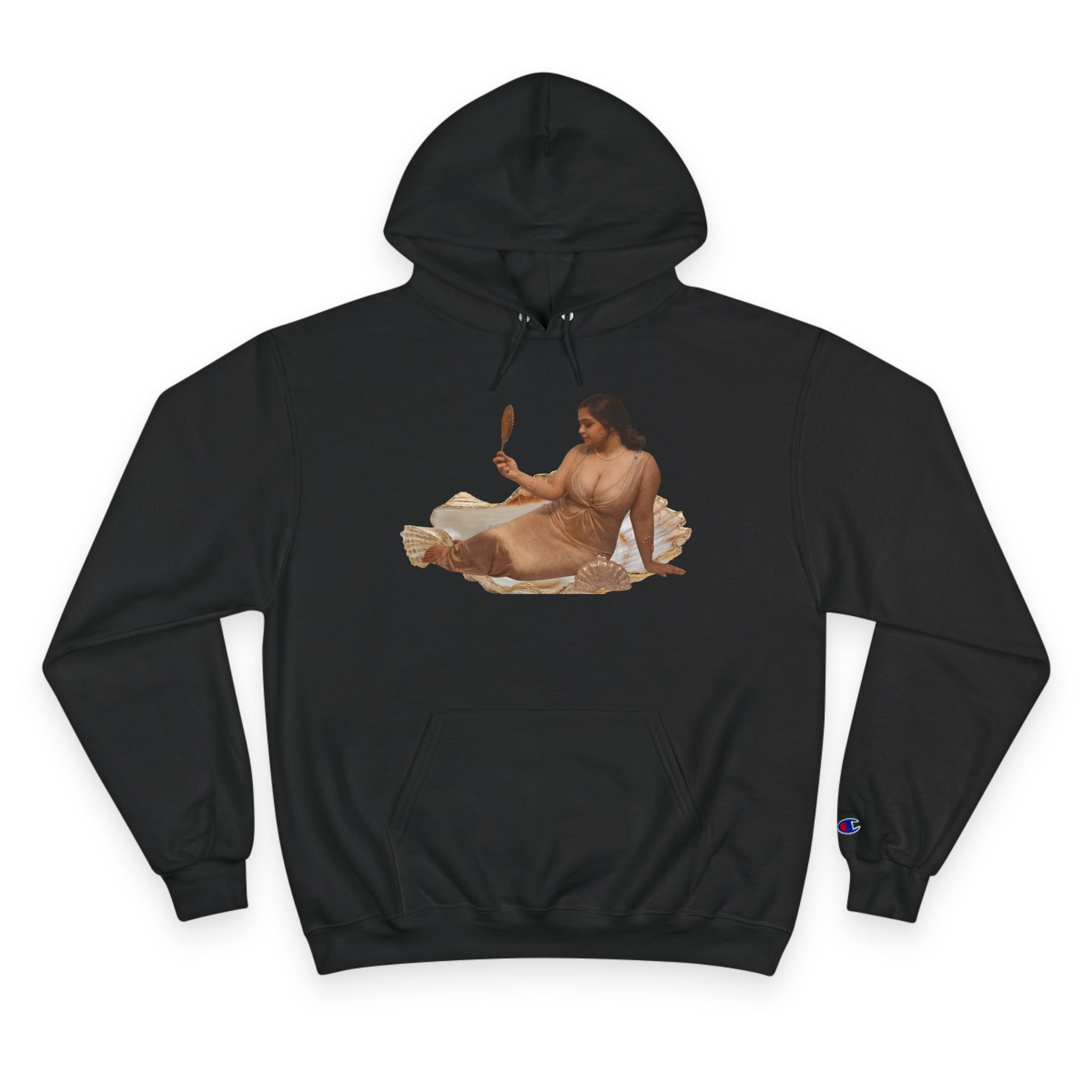 Champion Hoodie — Vintage Reclining Muse Graphic Hoodie with 'love, dunneGaur' Script