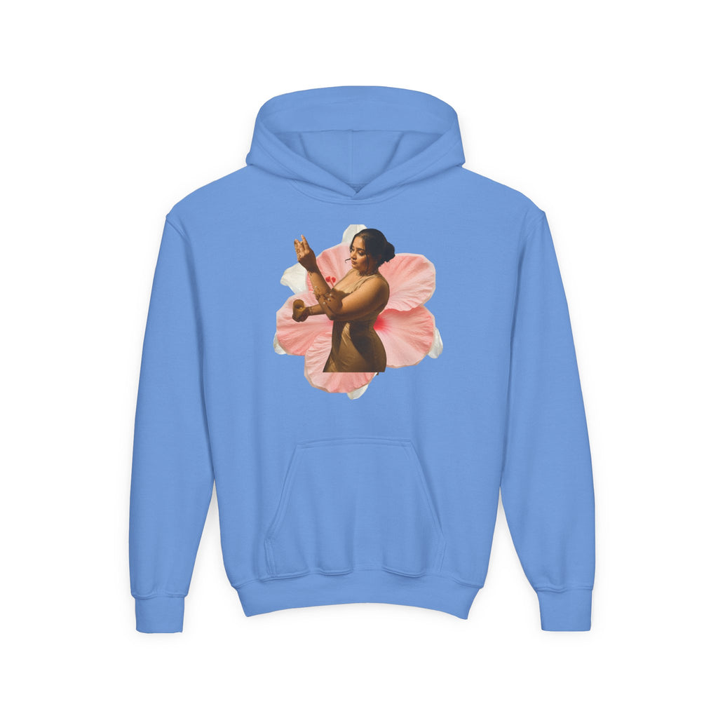 Youth Hoodie — Vintage Dancer Floral Graphic with “We Will Be Home” Back Script