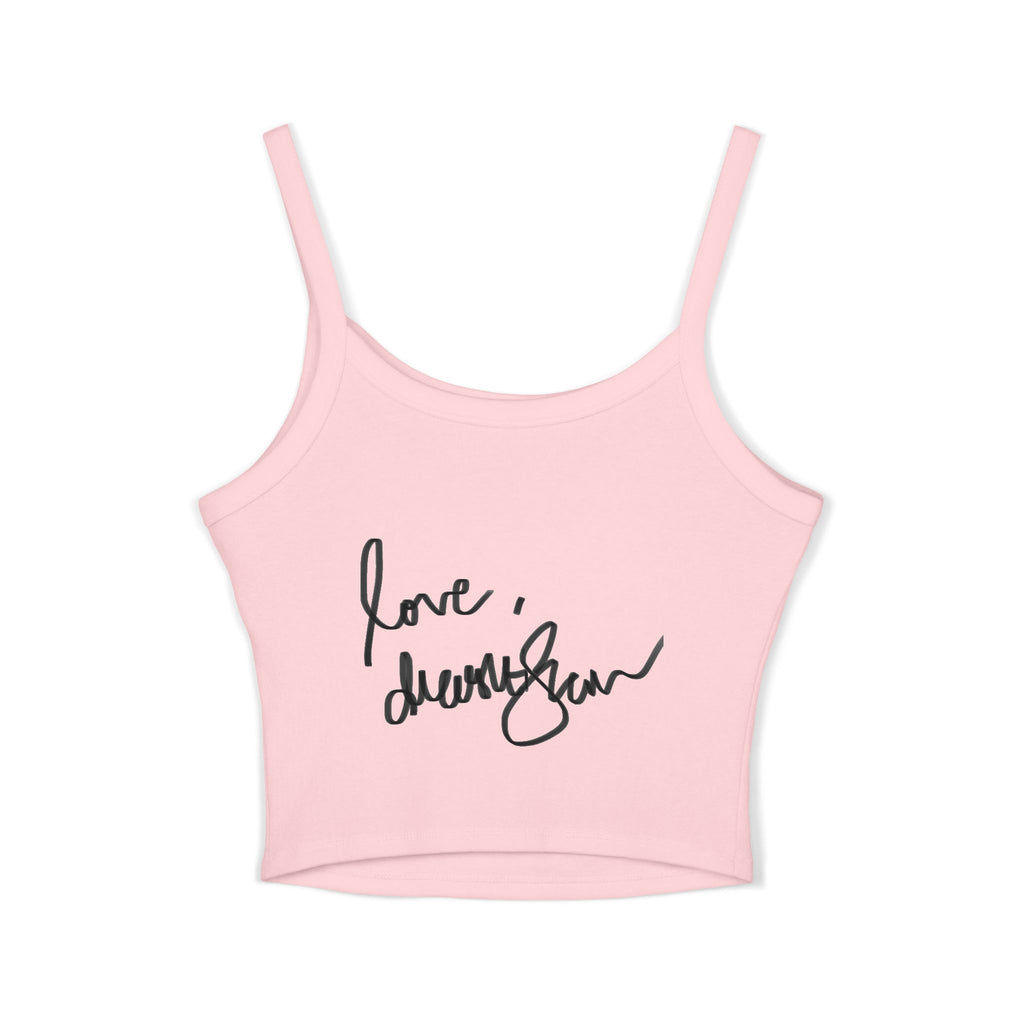 Spaghetti Tank Top — Vintage Portrait Frame with “Love, Always” Handwritten Script