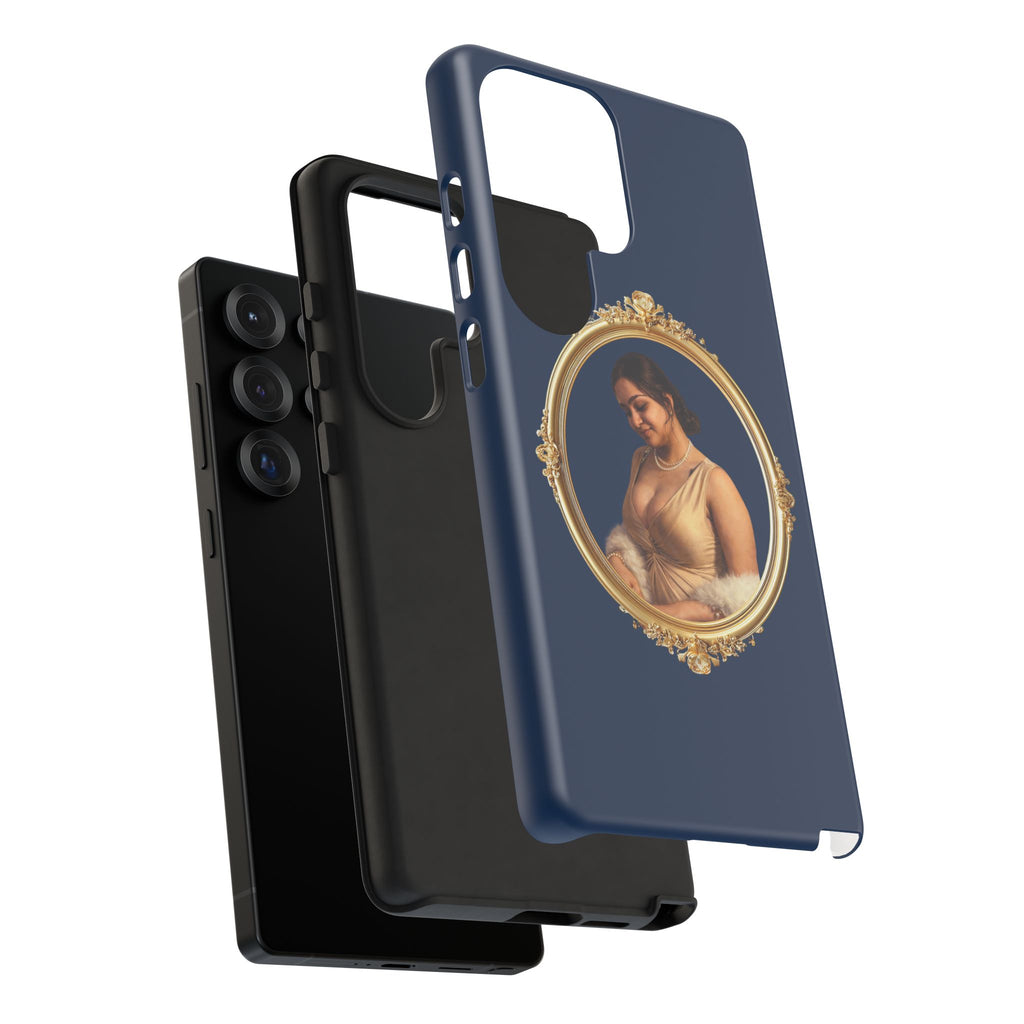 Vintage Portrait Phone Case — Elegant Gold Frame on Navy