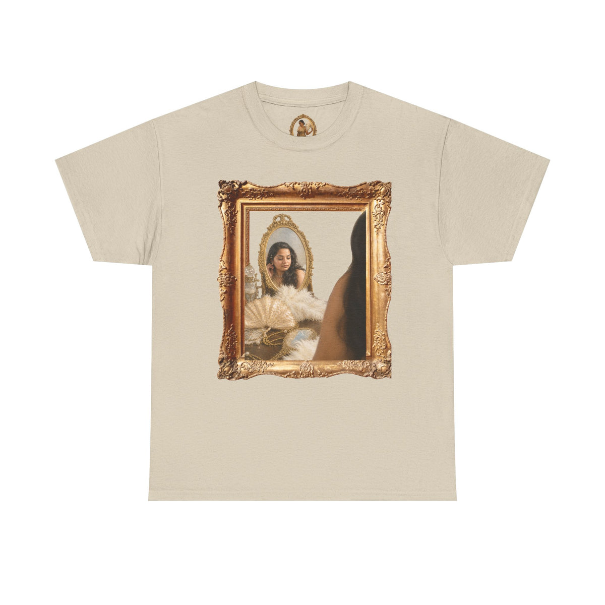 Drashti Portrait Frame Tee — Vintage Mirror Portrait Graphic T-Shirt
