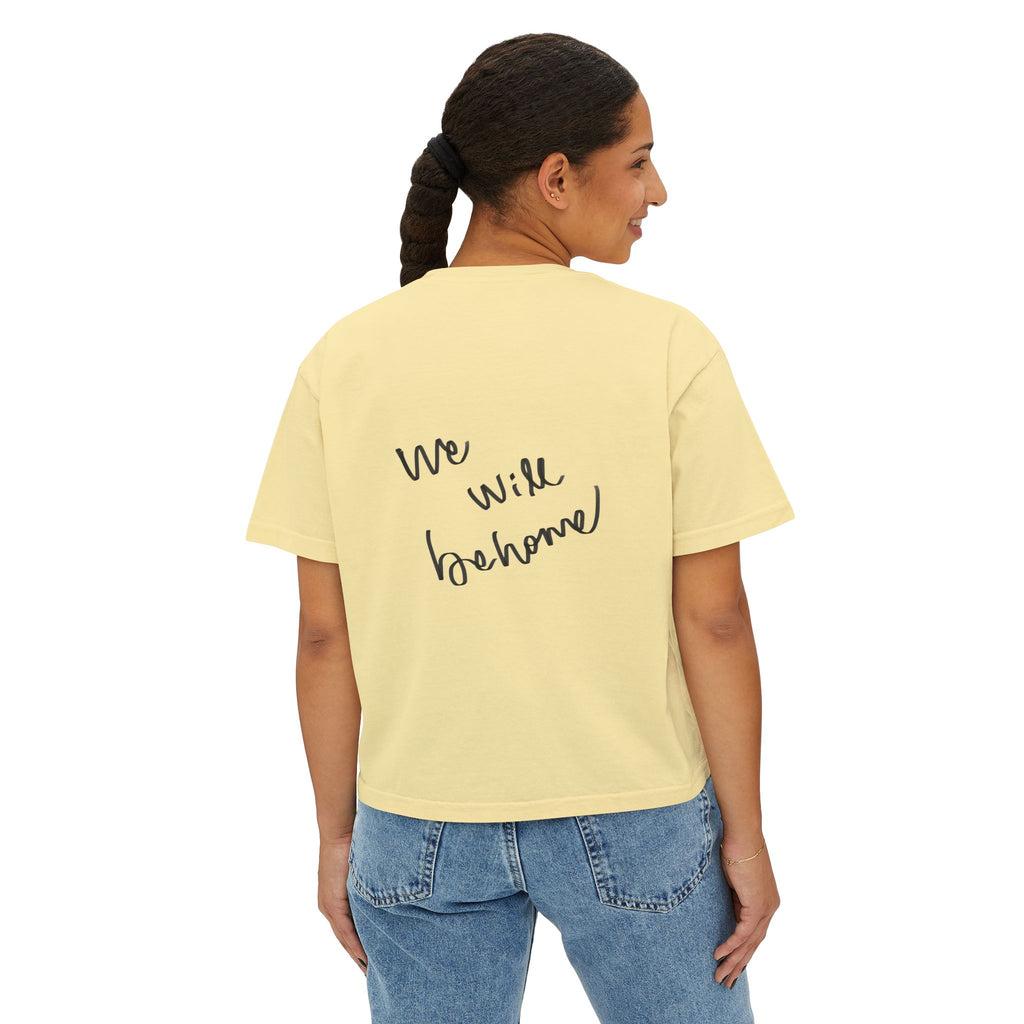 Boxy Tee — 'We Will Be Home' Vintage Angel Art Cropped T‑Shirt