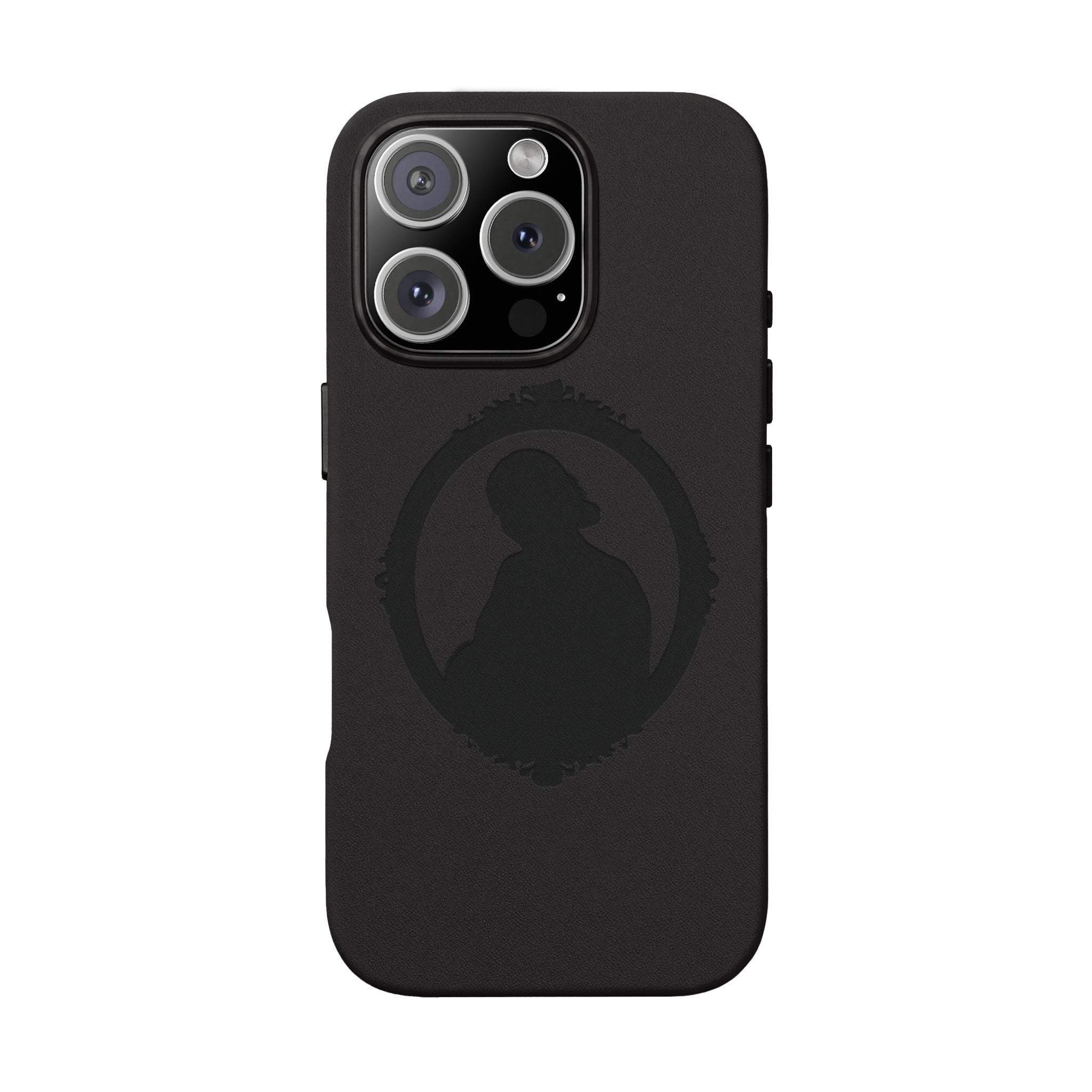 Engraved PU Leather Phone Case — Silhouette Outline Design