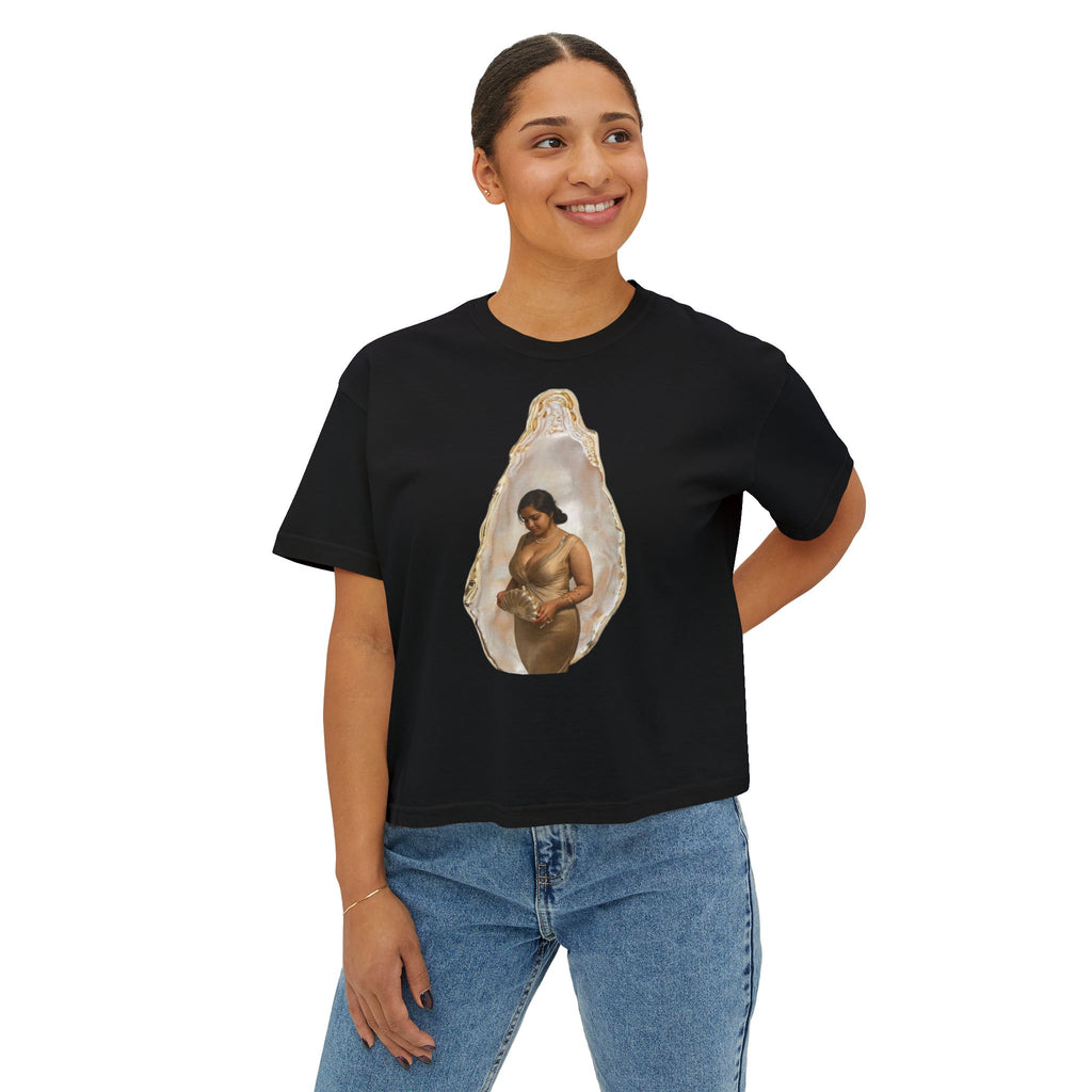 Boxy Tee — 'We Will Be Home' Vintage Angel Art Cropped T‑Shirt