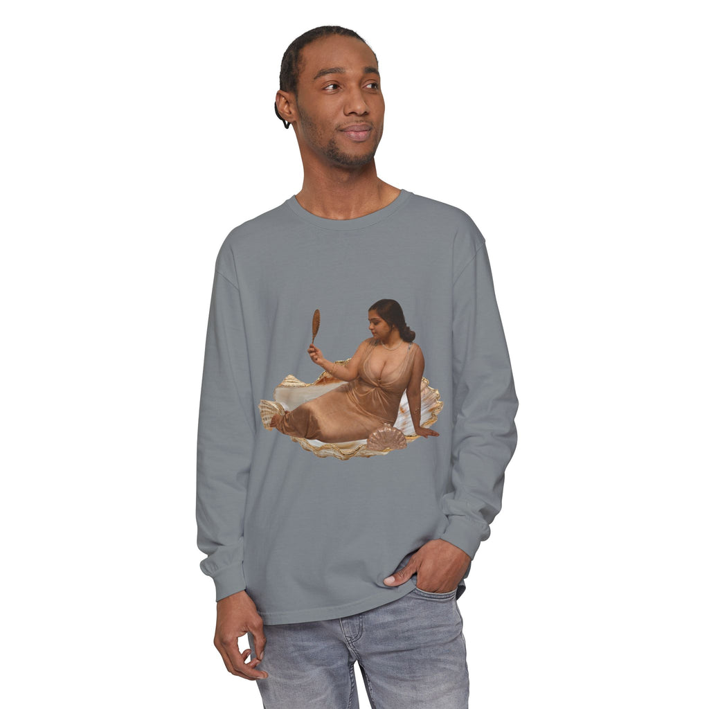 Long Sleeve T-Shirt — “Love, Dua Lipa” Shell Goddess Graphic