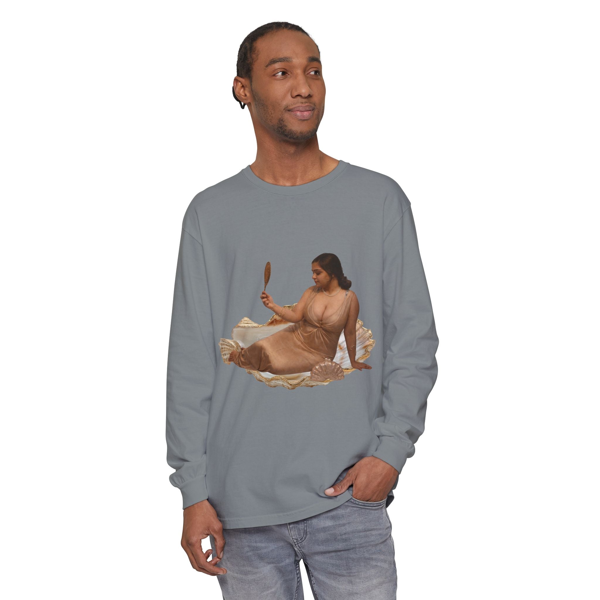 Long Sleeve T-Shirt — “Love, Dua Lipa” Shell Goddess Graphic