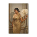 Vintage Glamour Canvas Print — Elegant Woman in Gold Gown Art