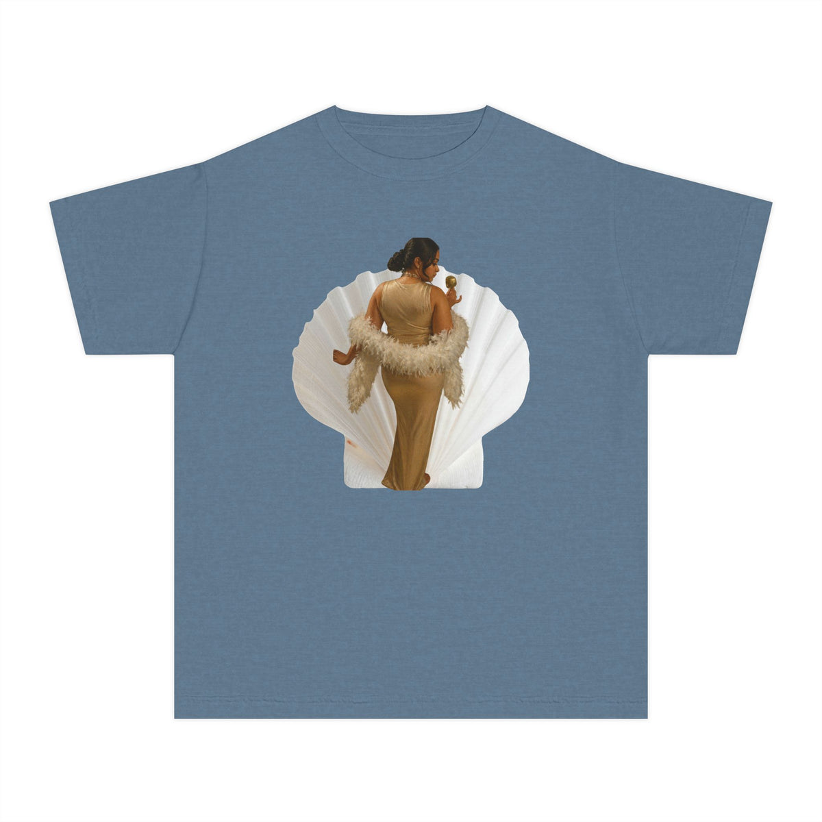 Drashti Youth Tee — Elegant Portrait Shell Graphic